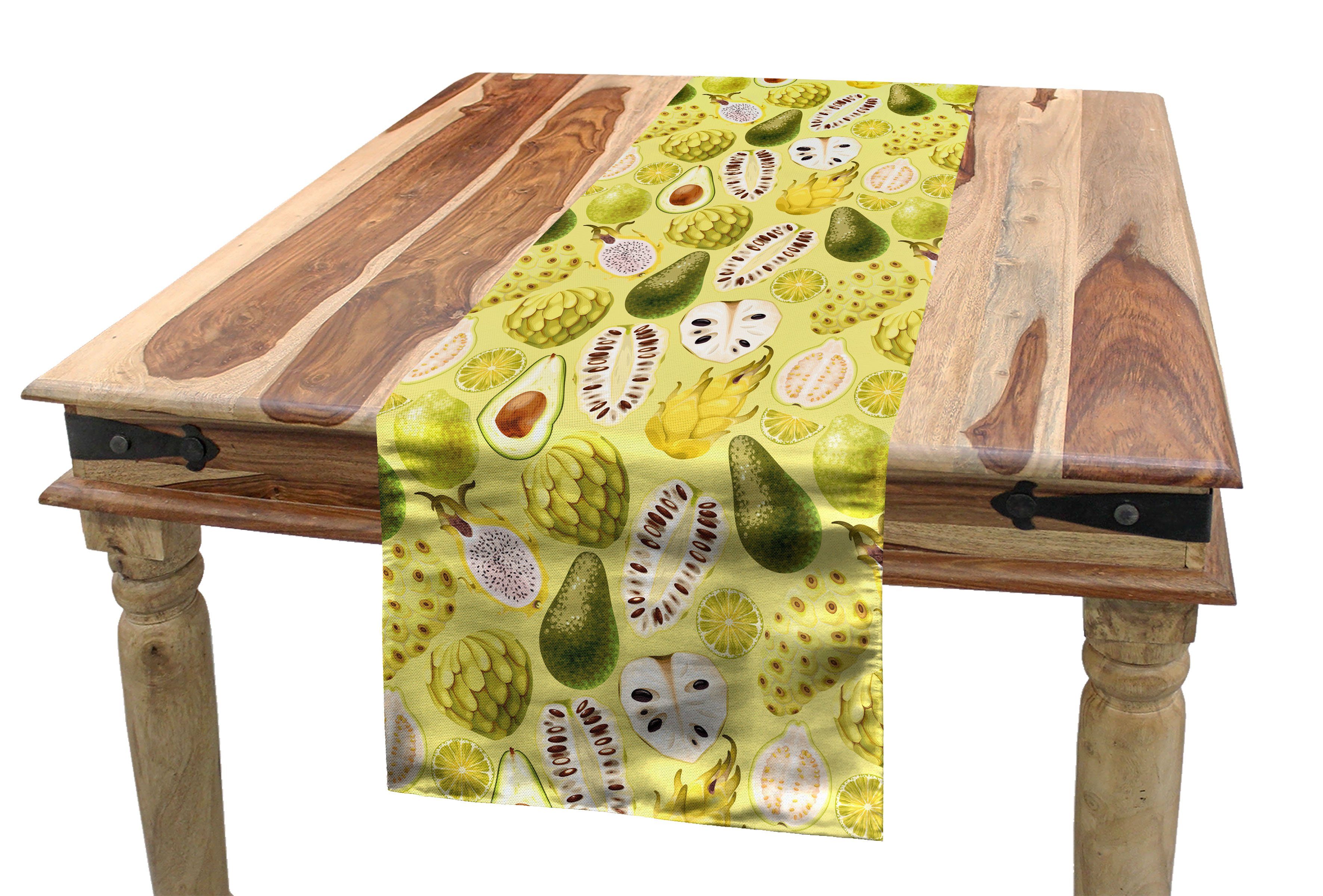 Fruit Guava Abakuhaus Esszimmer Tischläufer, Exotisch Avocados Dragon Dekorativer Rechteckiger Tischläufer Küche