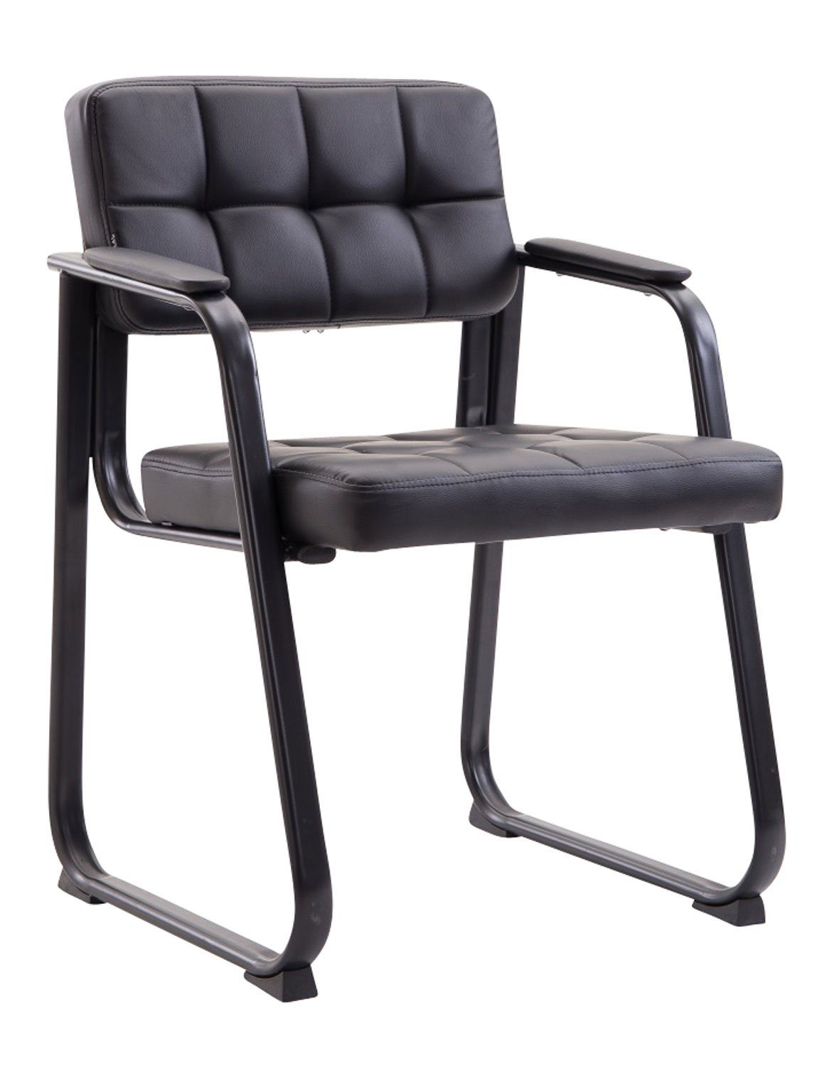 TPFLiving Besucherstuhl Canam mit hochwertig gepolsterter Sitzfläche - Konferenzstuhl (Küchenstuhl - Esszimmerstuhl - Wohnzimmerstuhl), Gestell: Metall matt schwarz - Sitzfläche: Kunstleder schwarz