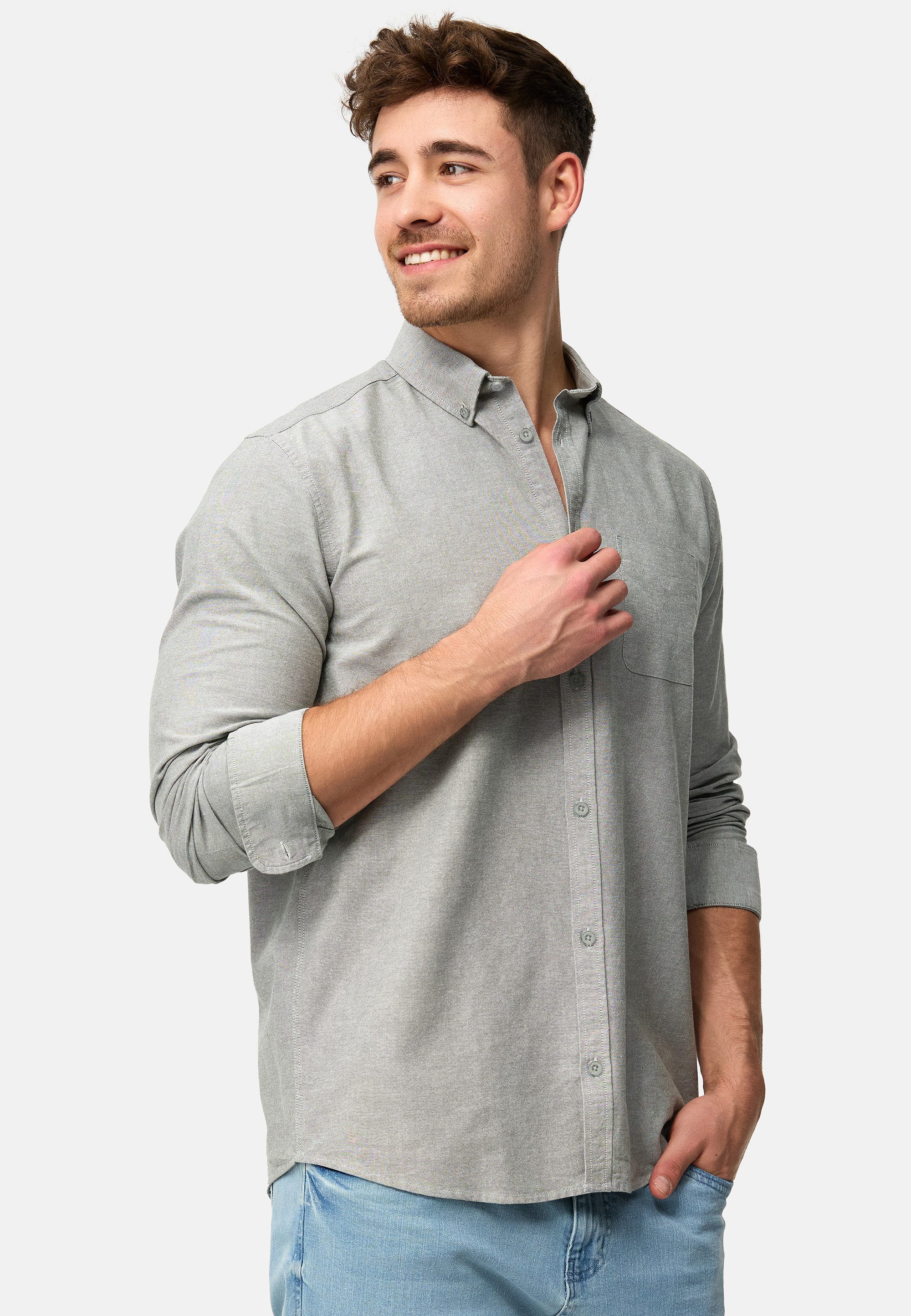 Indicode Langarmhemd Herren Kepner Herrenhemd Langarm mit Button-Down-Kragen und Brusttasche