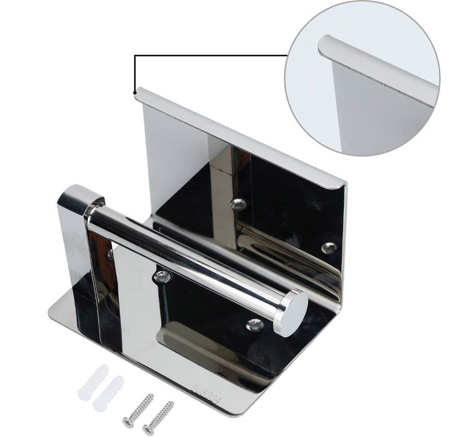 Intirilife Toilettenpapierhalter (1-St), Klopapierhalter mit Ablage in SILBER zum Bohren