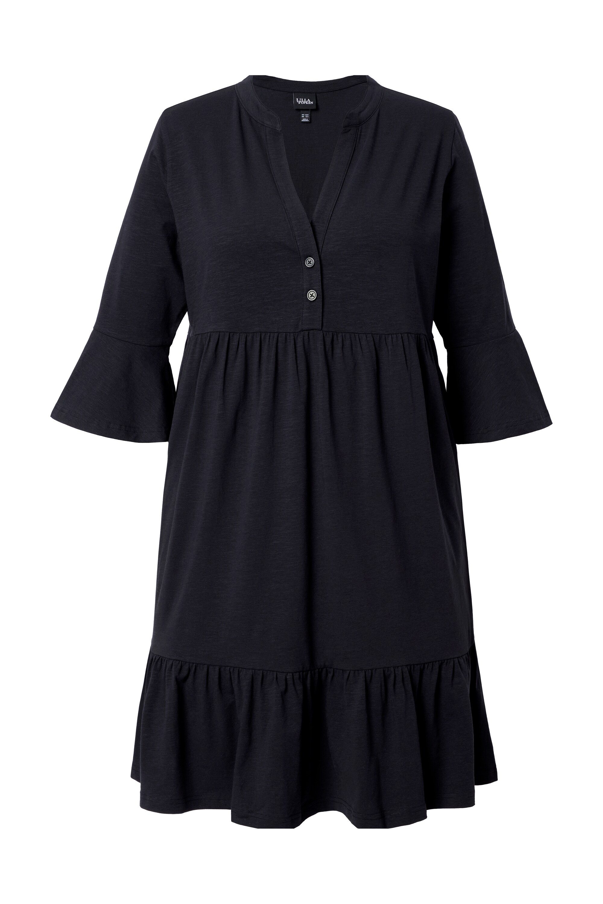 Jerseykleid Jerseykleid A-Linie Tunika-Ausschnitt 3/4-Arm