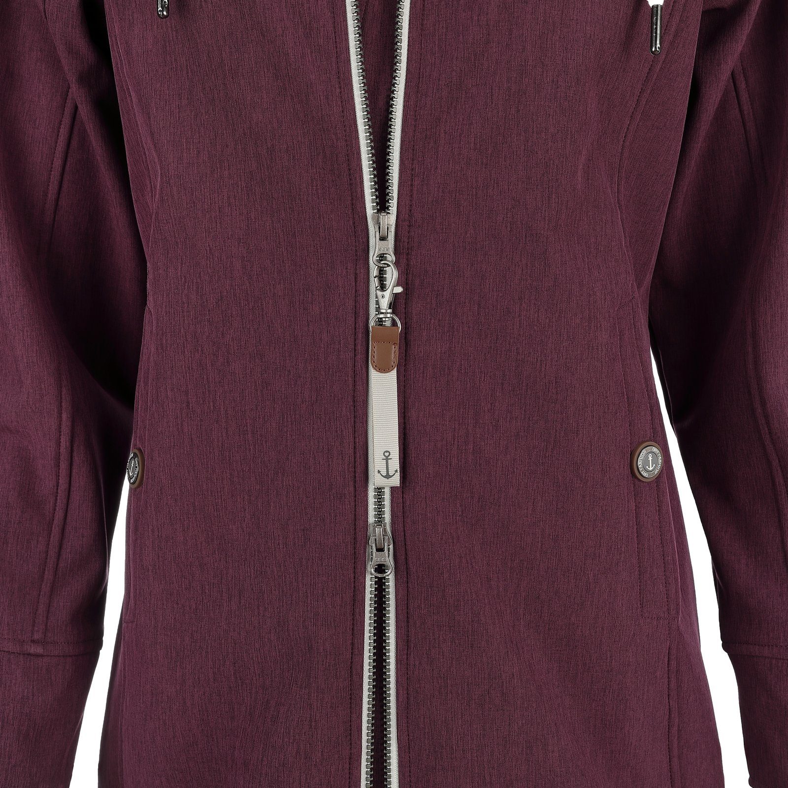 Dry Fashion Softshelljacke Sellin Damen Softshell Mantel Sellin Meliert mit Fleece-Futter und Kapuze