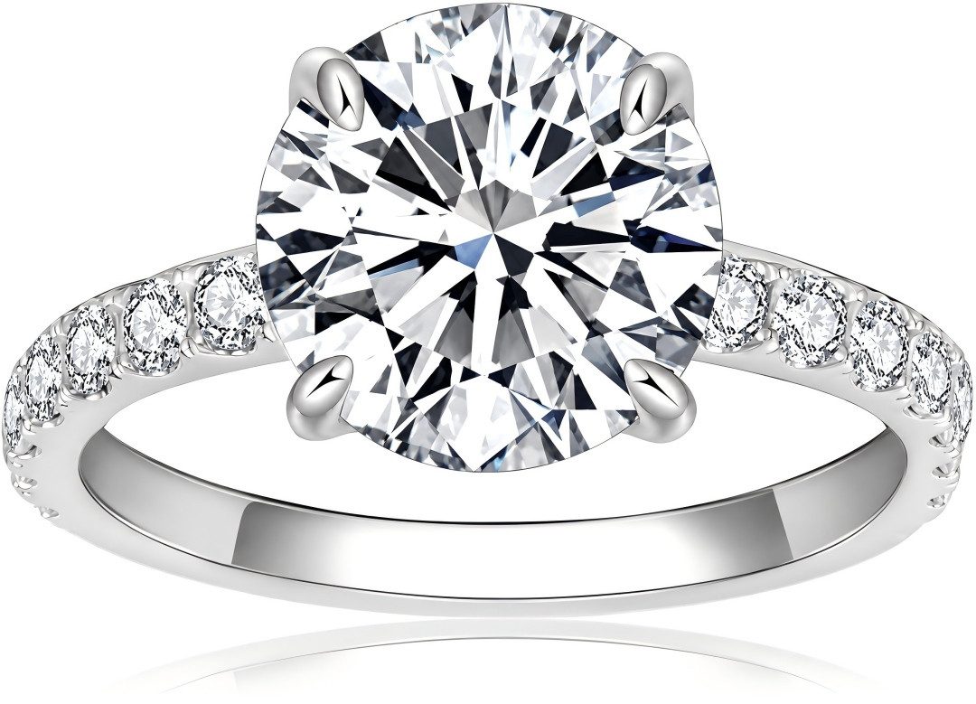 Jumpeak Diamantring Labor-Diamant Ring,D,Solitär Ring,Versprechen Ring,Jahrestag Ring, 14K Gold,Frauen Schmuck,Geschenk,Ewiger Ring,Classic Design,Round Cut