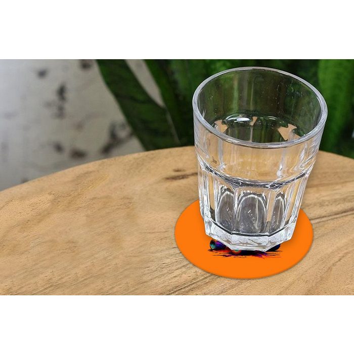 MuchoWow Glasuntersetzer Monstertruck - Neon - Farbe - Orange Zubehör für Gläser 6-tlg. Getränkeuntersetzer Tassenuntersetzer Korkuntersetzer Tasse Becher