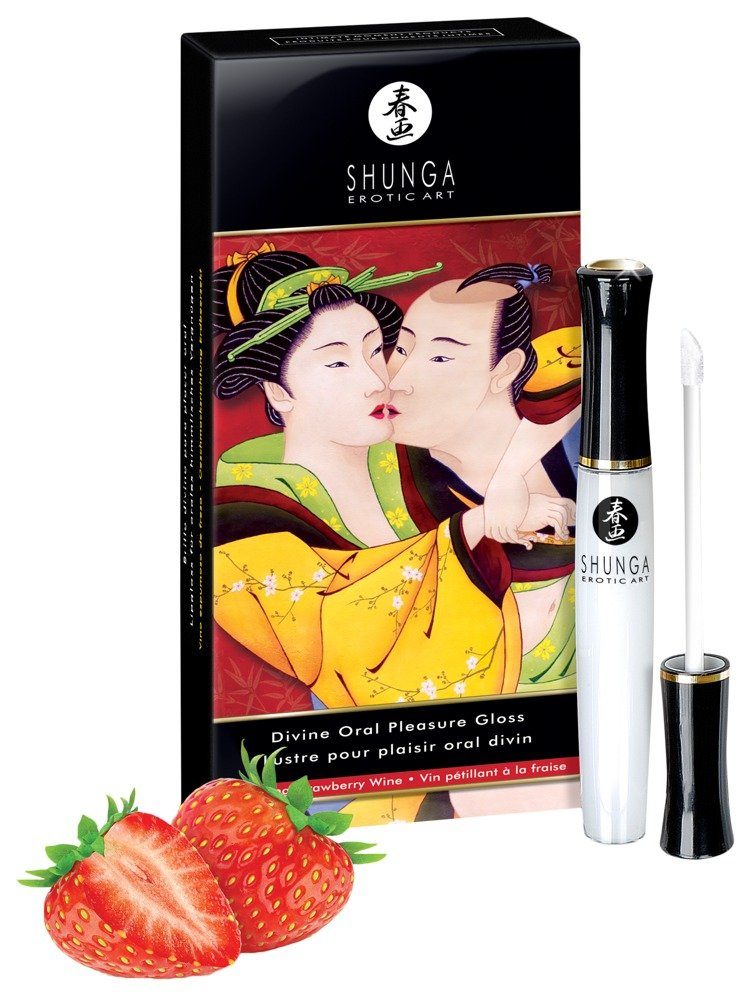 Wine SHUNGA 10 wärmend Sparkling Strawberry Oral Divine - Shunga Prickelnd, kühlend, ml, Pleasure Lipgloss Gloss