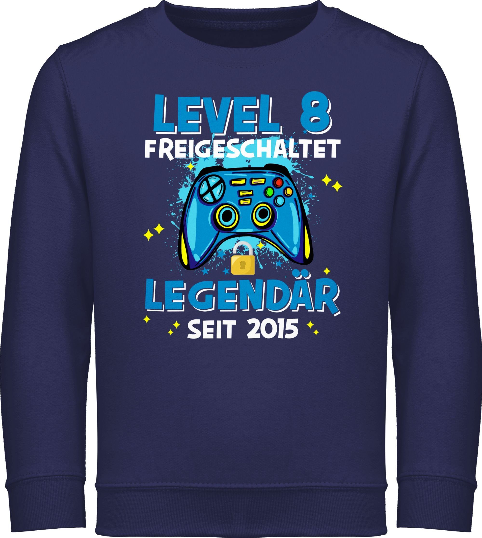 Shirtracer Sweatshirt Level 8 freigeschaltet Legendär seit 2015 8. Geburtstag 1 Navy Blau