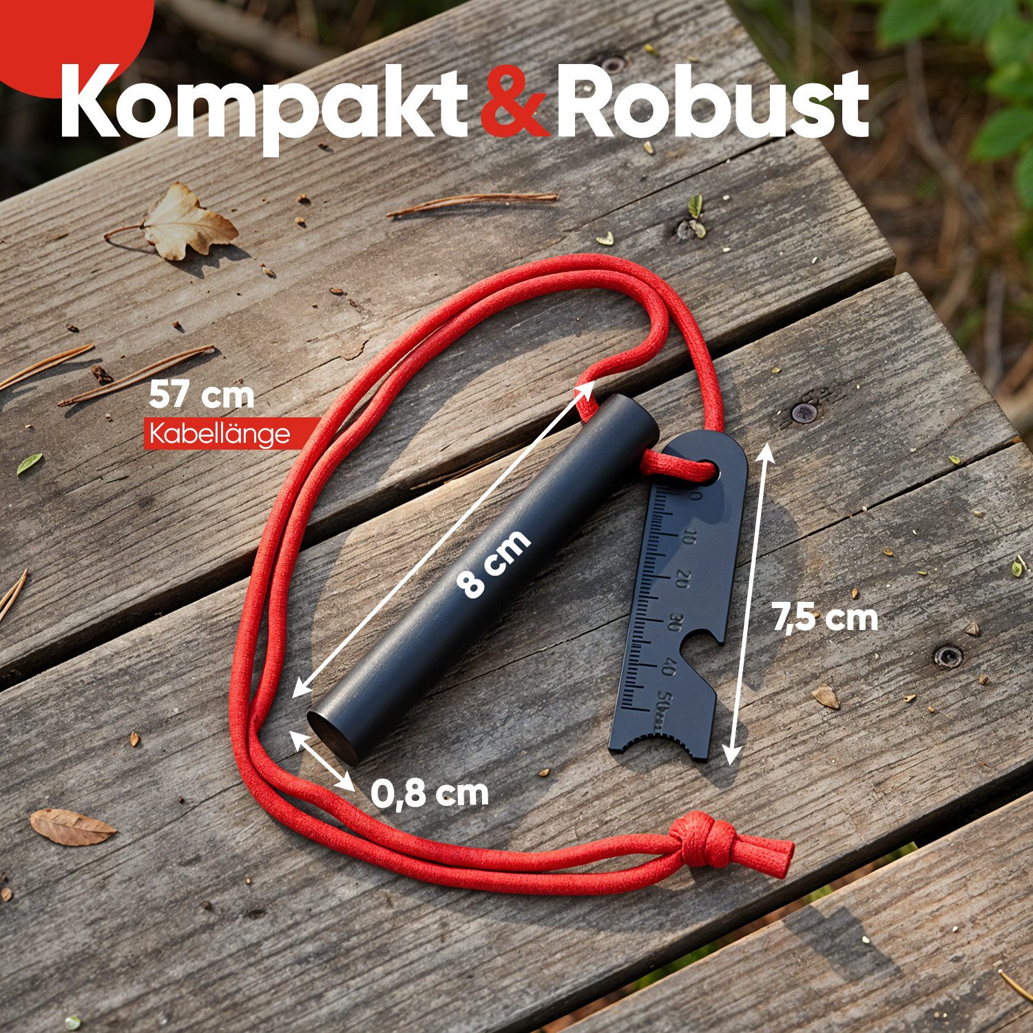 EVOCAMP Feuerzeug Feuerstahl 8 cm, kompakter Feuerstarter für Outdoor & Survival (kompakter Feuerstarter (12,7cm), Feuerstein Feuerzeug, Survival, 1-St)