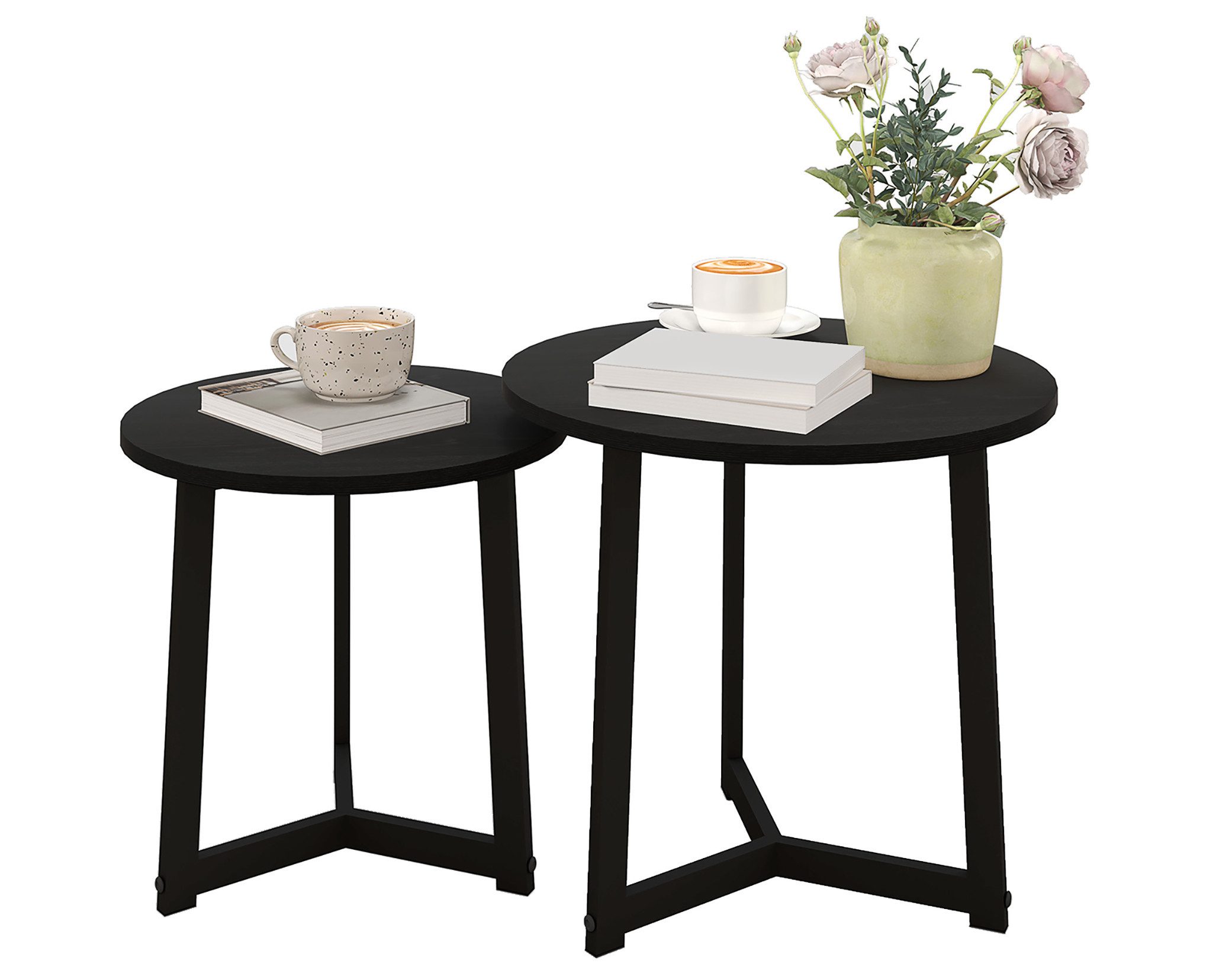 XDeer Couchtisch Moderner Couchtisch als 2er-Set,Sofatisch, Rundes Design, ineinander verschiebbar