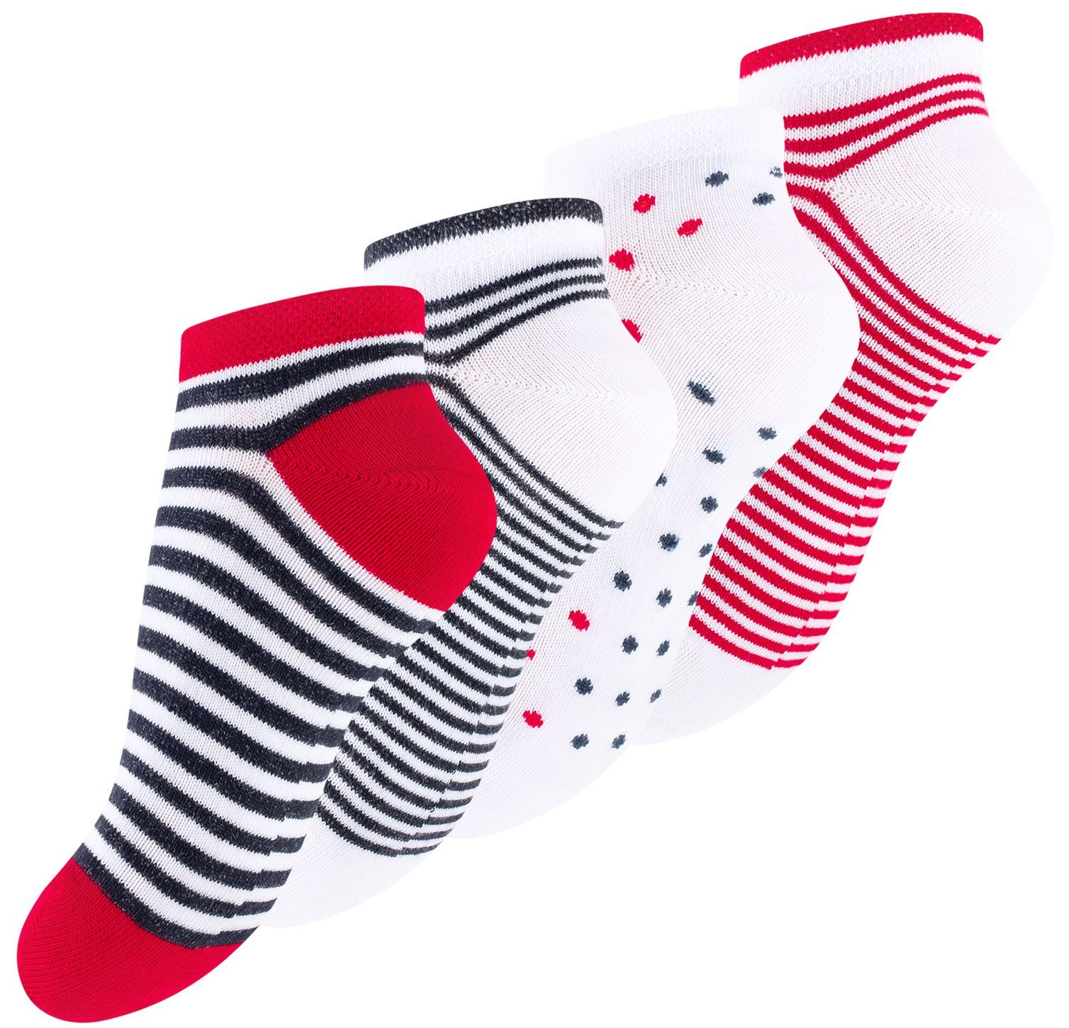 Cotton Prime® Sneakersocken (8-Paar) bunt gemustert mit Streifen und Pünktchen | Sport-Kurzsocken