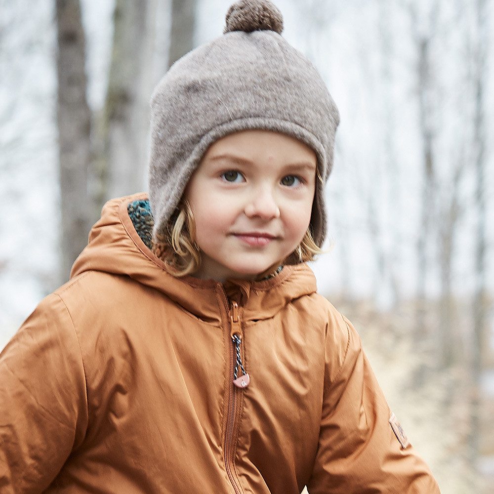MAXIMO Fleecemütze GOTS MINI-Inkamütze,Wollfleece Jerseyfutter, Pompon (1-St) Wollfleece