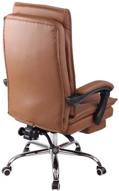 TPFLiving Bürostuhl Poncho mit bequemer Rückenlehne - höhenverstellbar und 360° drehbar (Schreibtischstuhl, Drehstuhl, Chefsessel, Bürostuhl XXL), Gestell: Metall chrom - Sitz: Kunstleder hellbraun