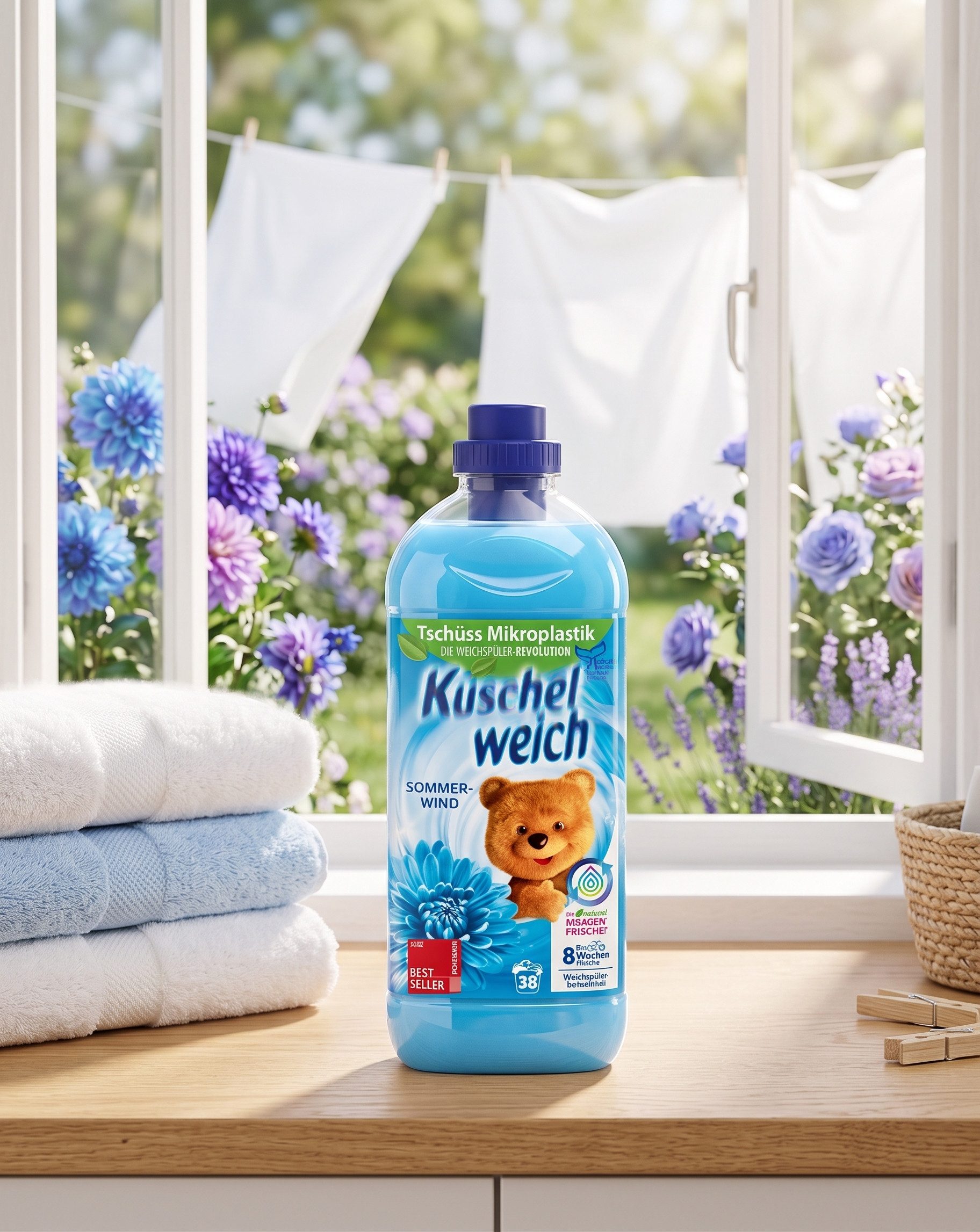 Kuschelweich Kuschelweich Weichspüler 38 Wäschen, Sommerwind – 1 Liter Weichspüler von Kuschelweich