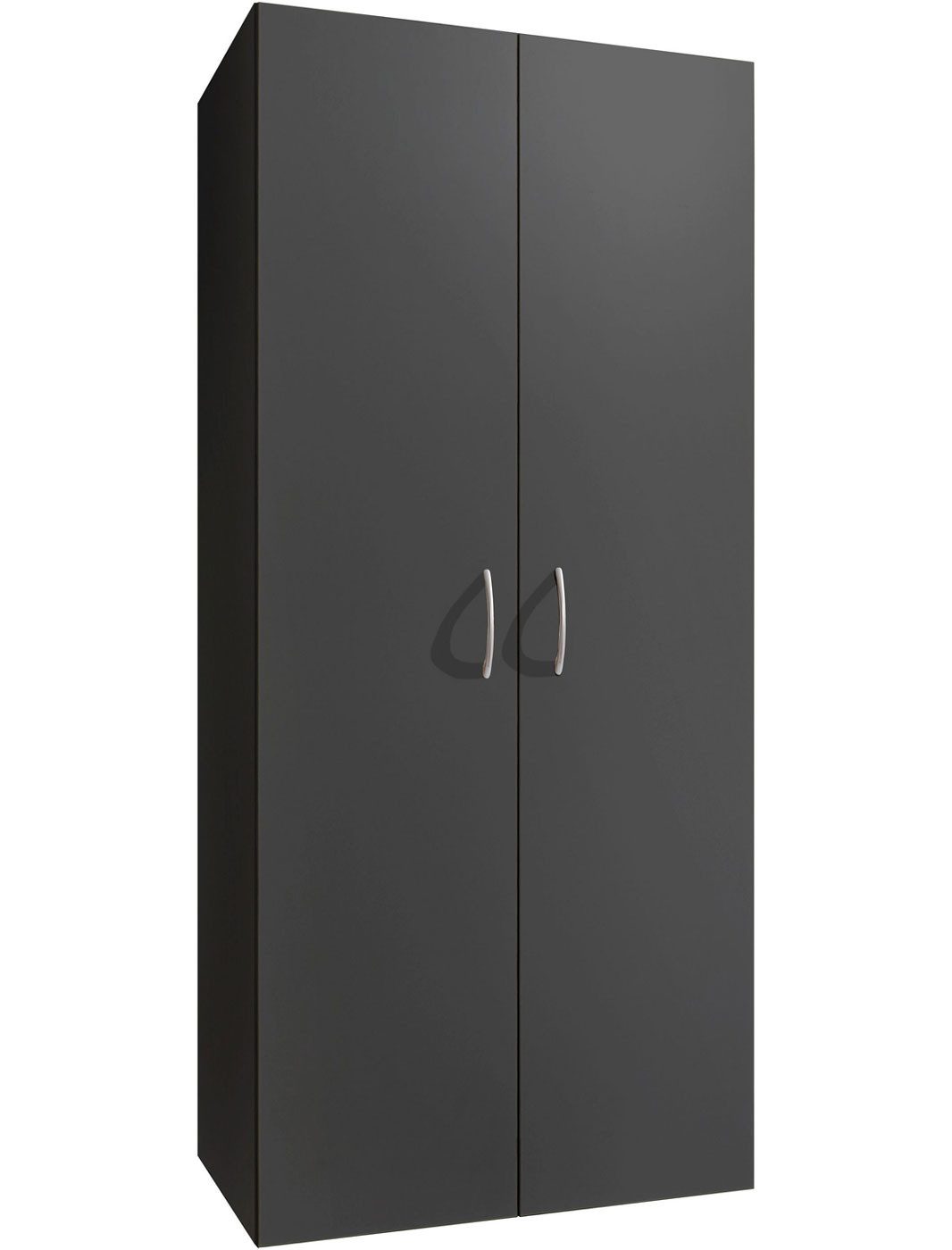 Wimex Kleiderschrank Multiraumkonzept (2 Türen, 5 Einlegeböden, 1-St., moderne Optik, Kunststoffgriffe in Alufarben, Scharniere aus Metall) 80cm graphit