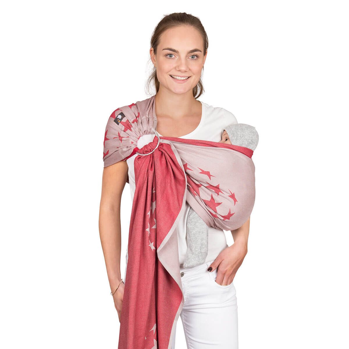 Babytrage Hoppediz Ring-Sling Los Angeles rot rot/grau Los Angeles rot