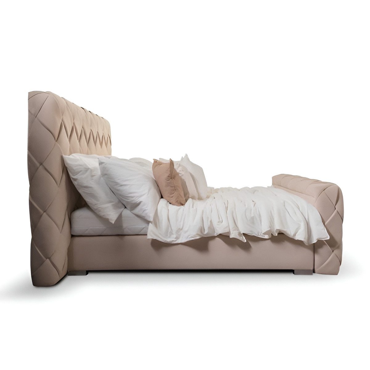 JVmoebel Bett Schlafzimmer Doppelbett Bett 180cm Matratze Beige moderner Stil Holz (1-tlg., Bett), Made in Europa