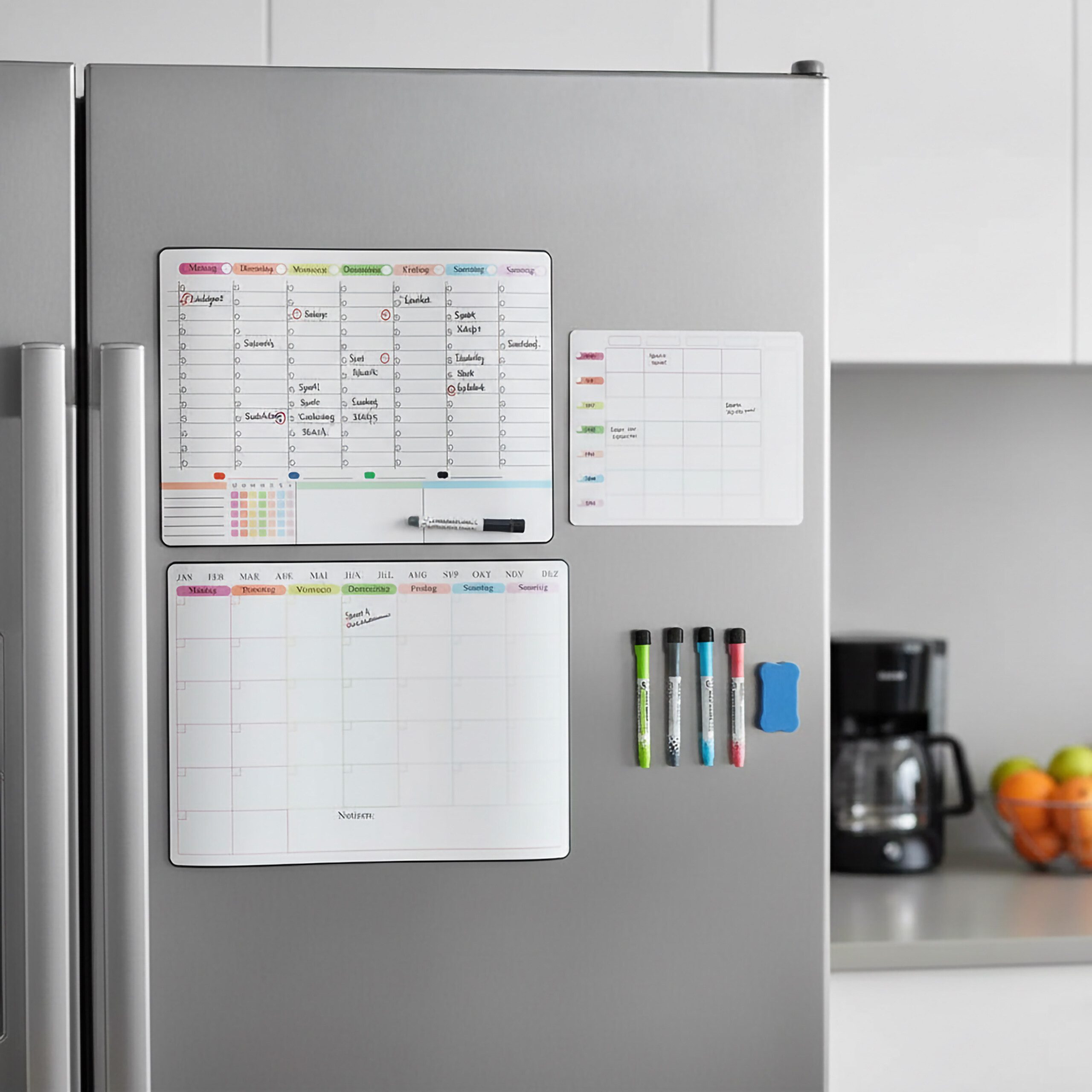 relaxdays Magnettafel Whiteboard für Kühlschrank 3er Set