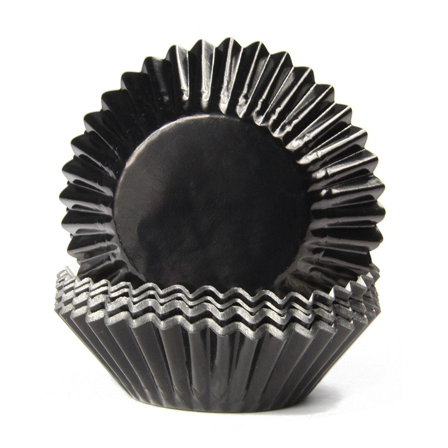 Miss Bakery's House Muffinform Papierbackförmchen Folie - Ø 50 mm x 30 mm, (Schwarz 50-tlg), Standardgröße rund, backofenfest