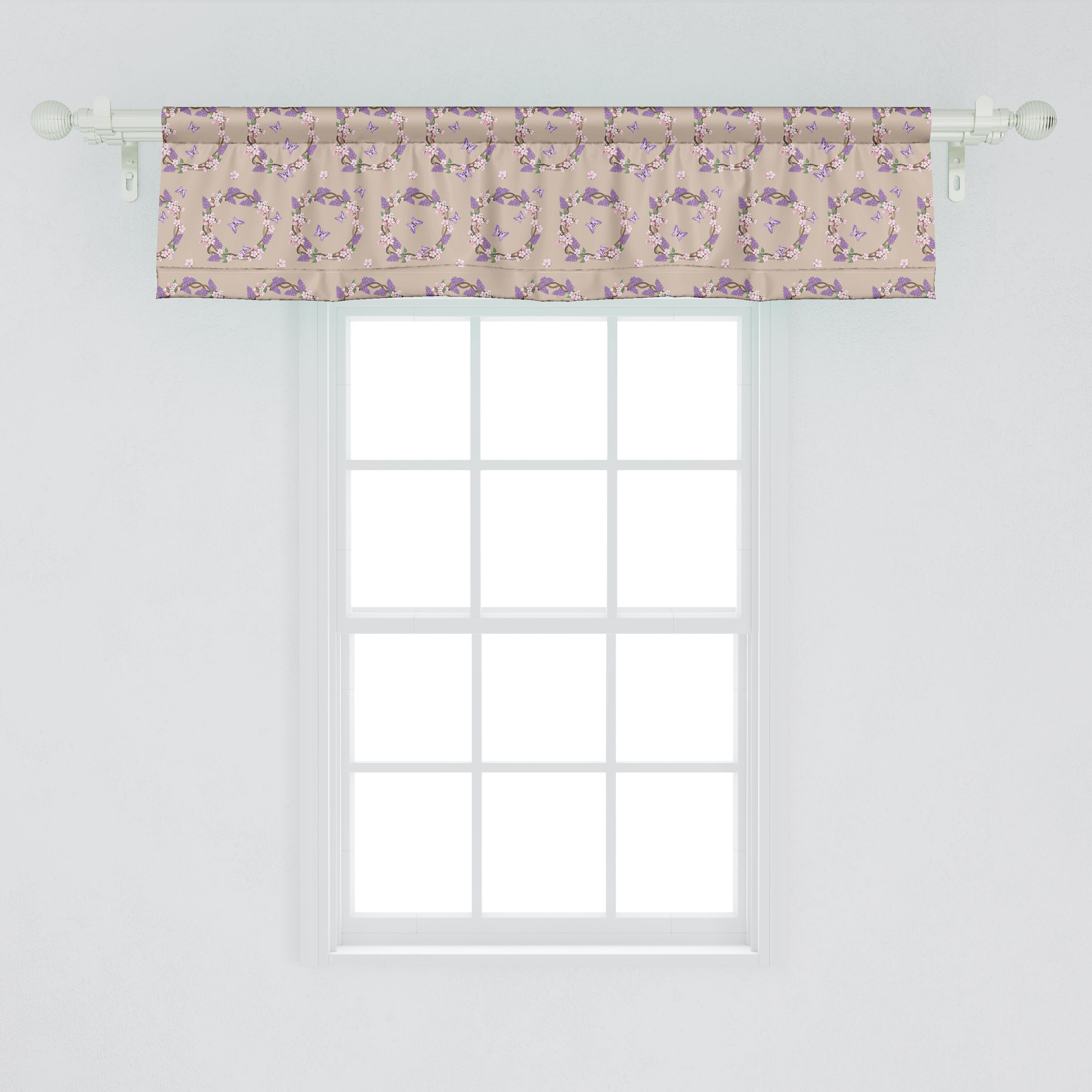 Scheibengardine Vorhang Volant für Abakuhaus, Stangentasche, Microfaser, Schlafzimmer Schmetterlinge Frühlingskranz Küche mit Dekor Insekten