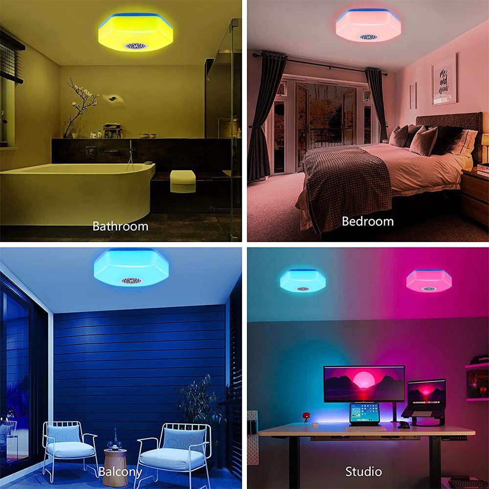 Blau dimmbar, E27, Party für Schlafzimmer Deko Zuhause, LED-Lampe, Fernbedienung, RGB, Nachtlicht Weihnachten Tageslichtweiß, Rosnek Wohnzimmer Lautsprecher, LED Bluetooth,