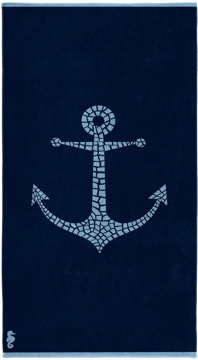 Seahorse Strandtuch "Captain" 100x180, für Strand und Pool, maritim, Anker günstig online kaufen