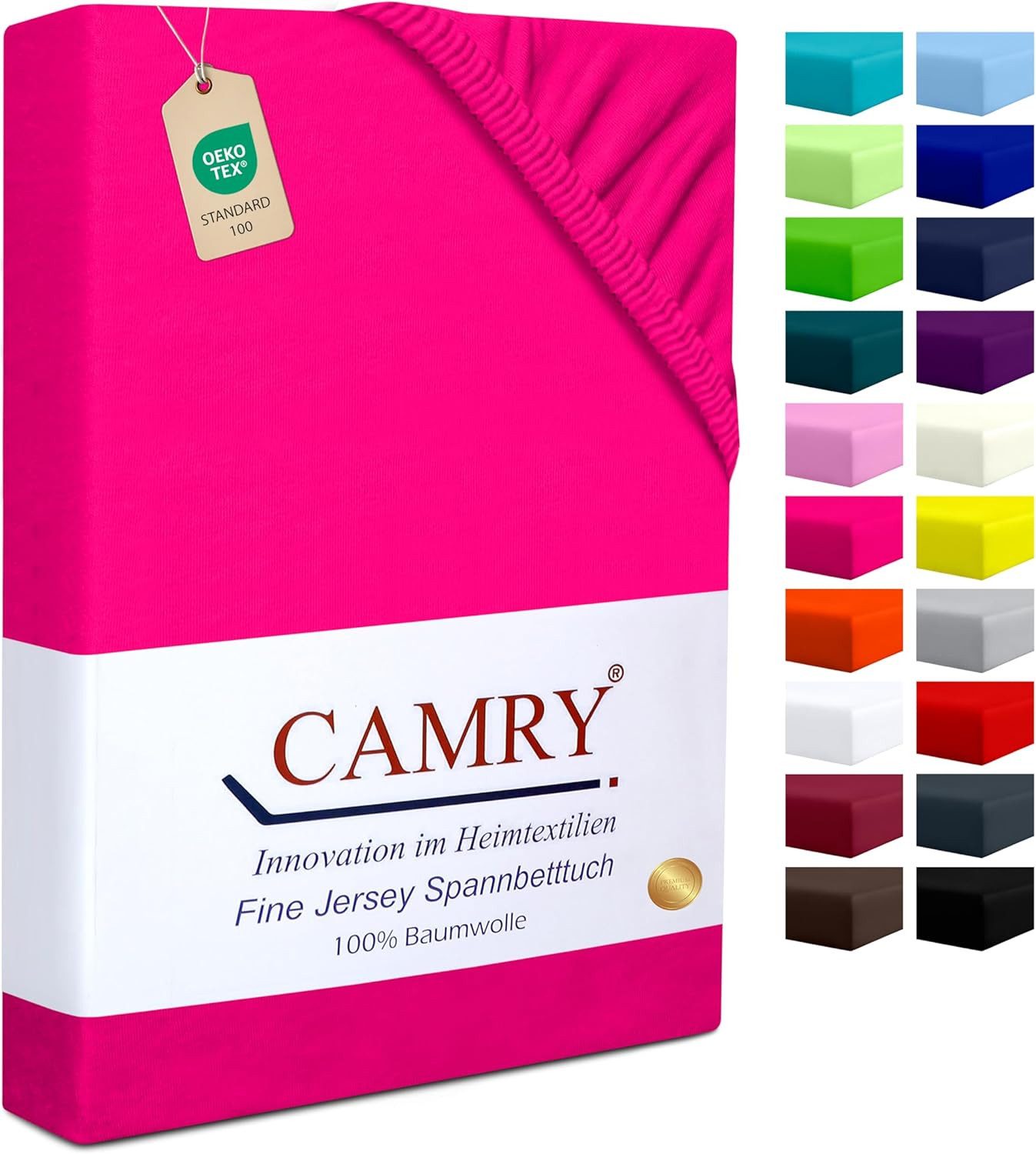 Camry Spannbettlaken CLASSIC Jersey 100% Baumwolle Spannbetttuch atmungsaktiv Gummizug, Jersey Baumwolle, Gummizug: rundum, 100% Baumwolle, alle Matratzenhöhen, atmungsaktiv, pflegeleicht