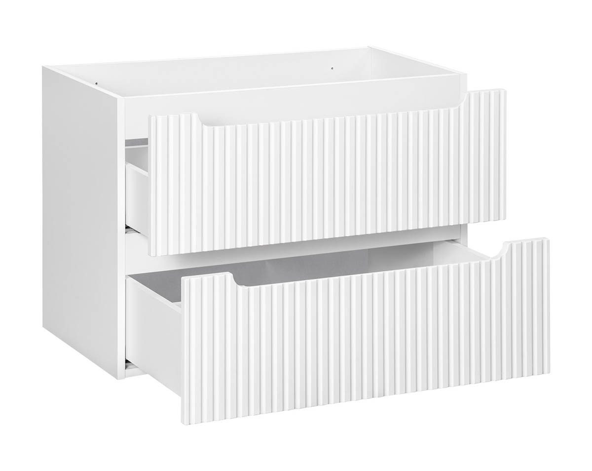 einfachgutemoebel Waschtisch-Set Bad Waschplatz ILUNA White 80cm Schubfach, mit Einbaubecken, weiß, (Badmöbel Set, 1-St., Waschtisch Unterschrank)