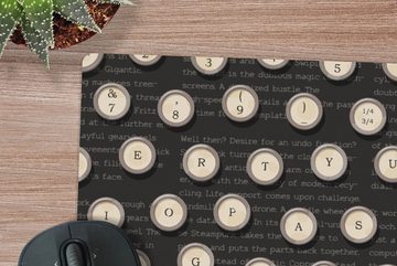 MuchoWow Gaming Mauspad Muster - Schreibmaschine - Briefe - 1920er Jahre (1-St), Mousepad mit Rutschfester Unterseite, Gaming, 40x40 cm, XXL, Großes