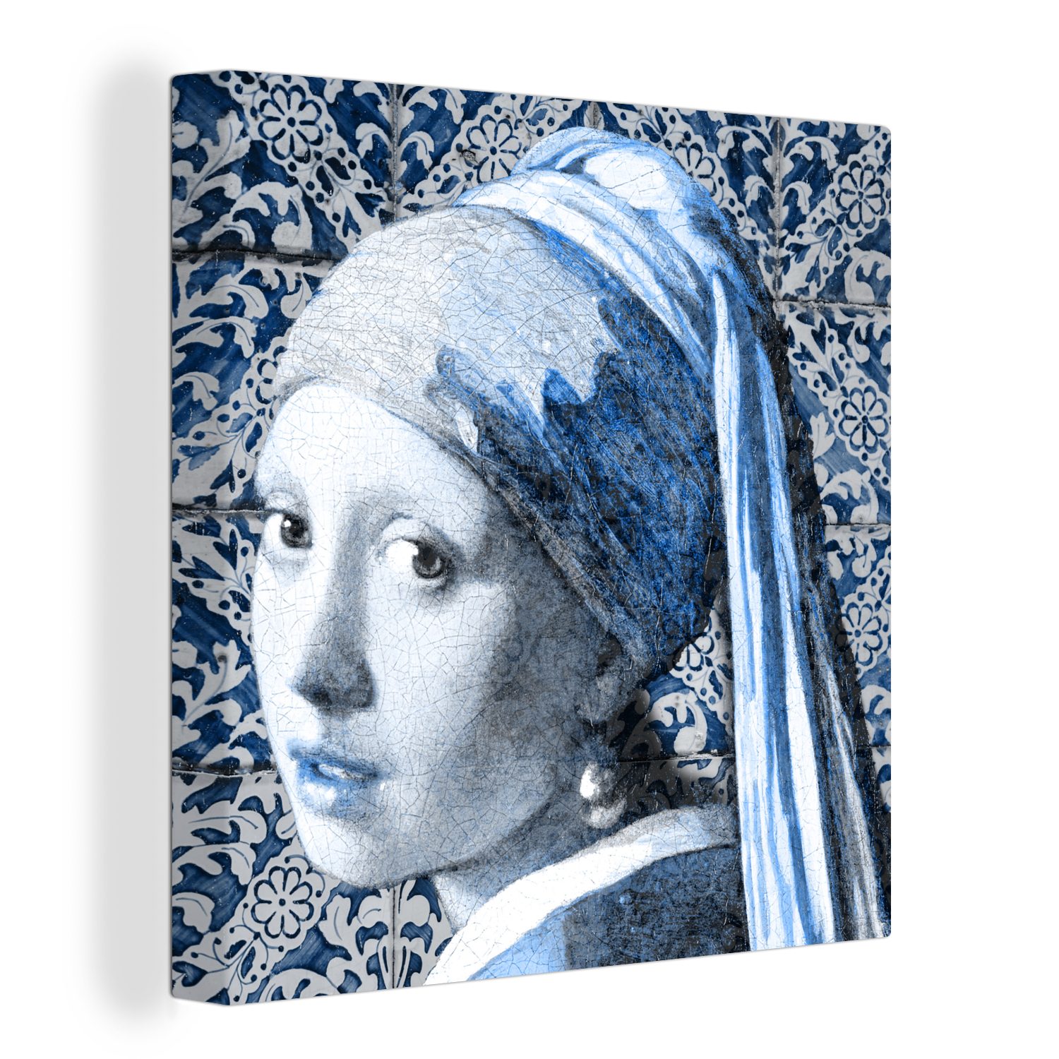 OneMillionCanvasses® Gemälde Mädchen mit Perlenohrring - Johannes Vermeer - Delfter Blau, (1 St), Leinwand Bilder für Wohnzimmer Schlafzimmer