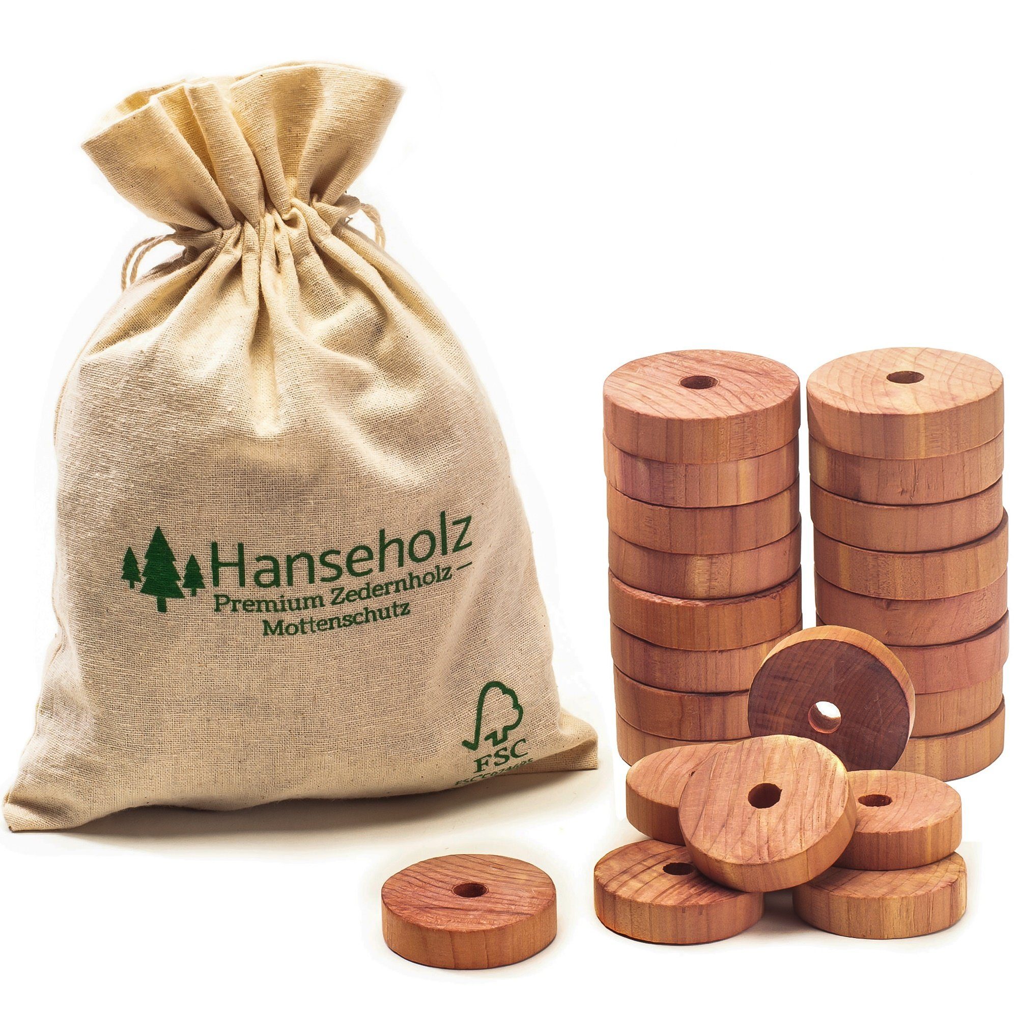 Hanseholz Kleiderbügel 40x Natürlicher Bio Mottenschutz – FSC®-zertifiziert, (40 Stück, 1-tlg), FSC-zertifiziert, Optimale Mottenabwehr, Langanhaltender Duft