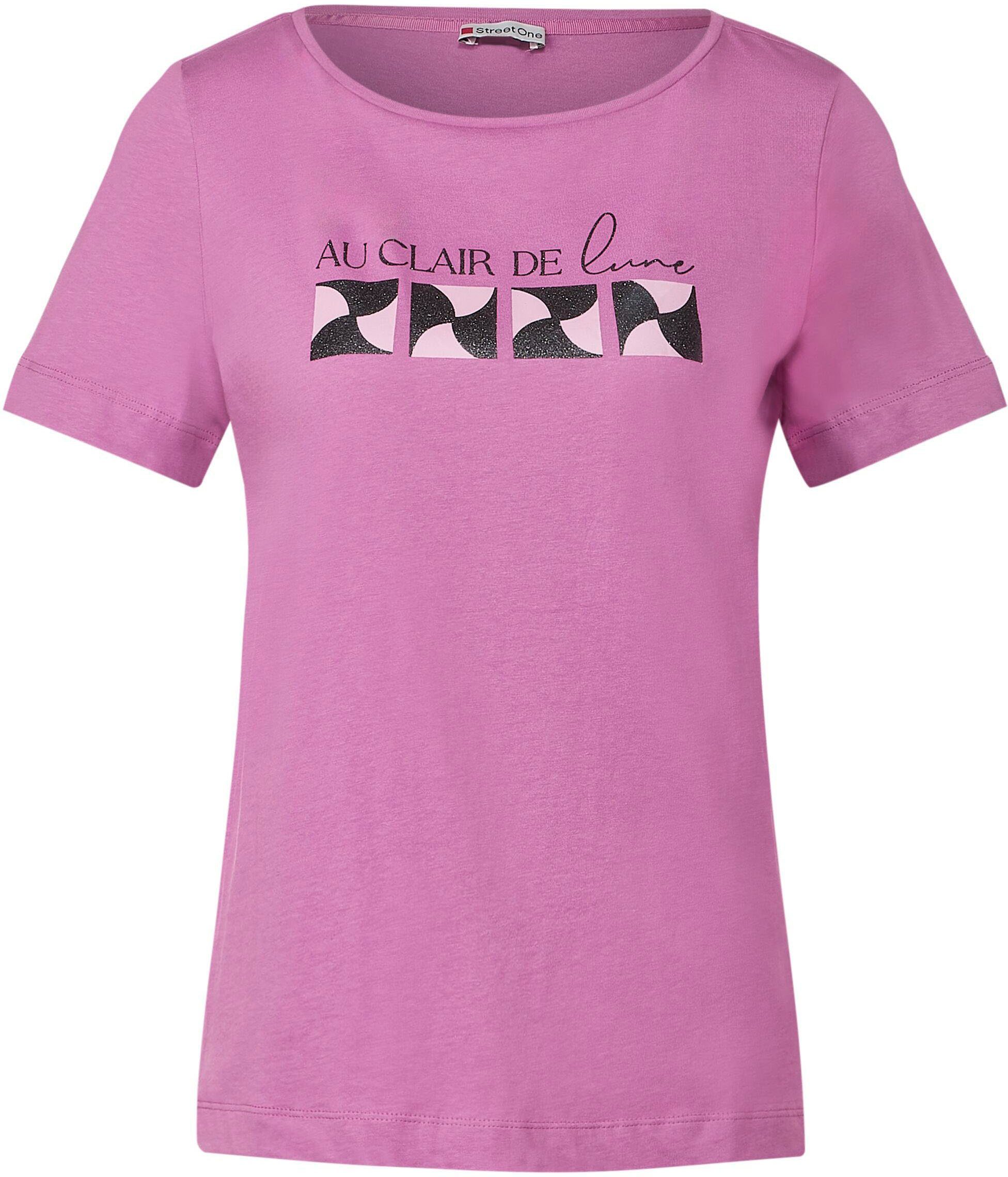 T-Shirt STREET ONE mit Rundhalsausschnitt meta lilac