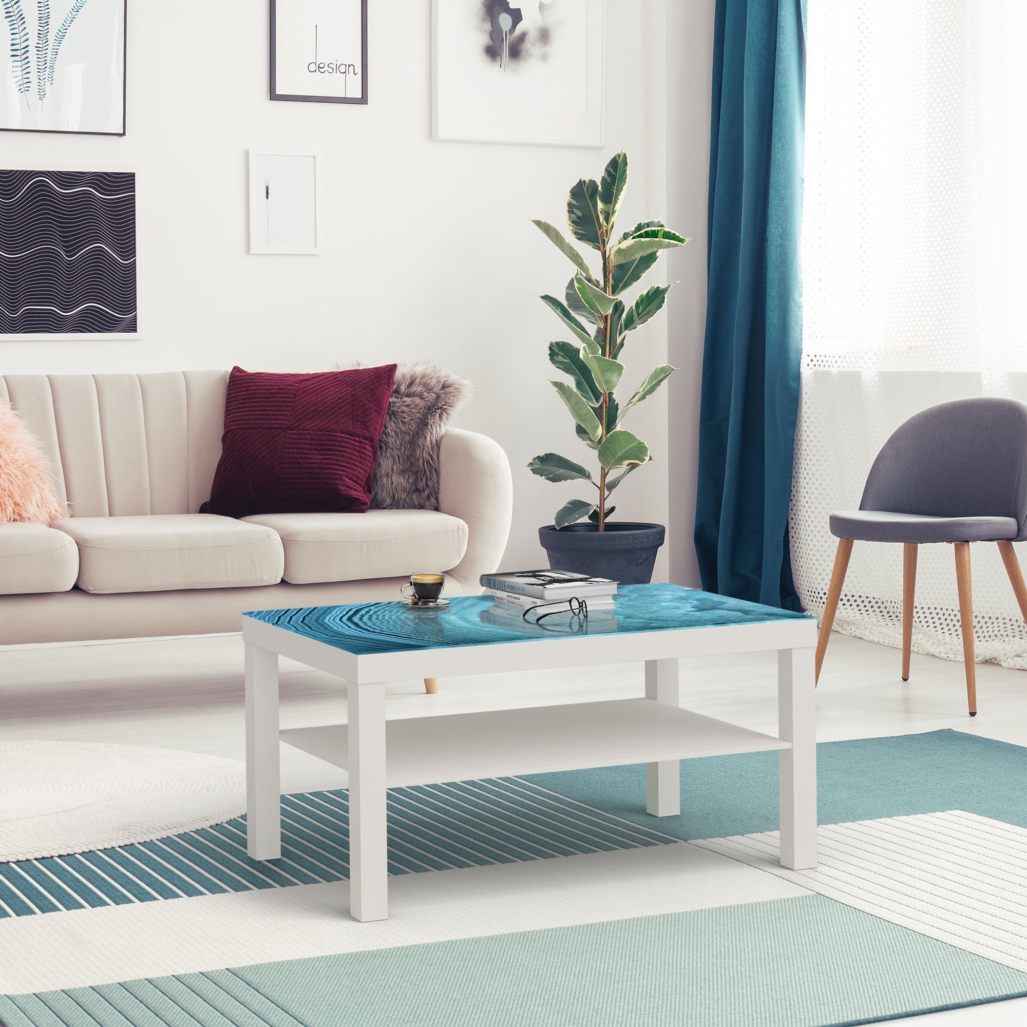 DEQORI Couchtisch 'Achatstein Maserung', Glas Beistelltisch Glastisch modern – Bild 4 von 5