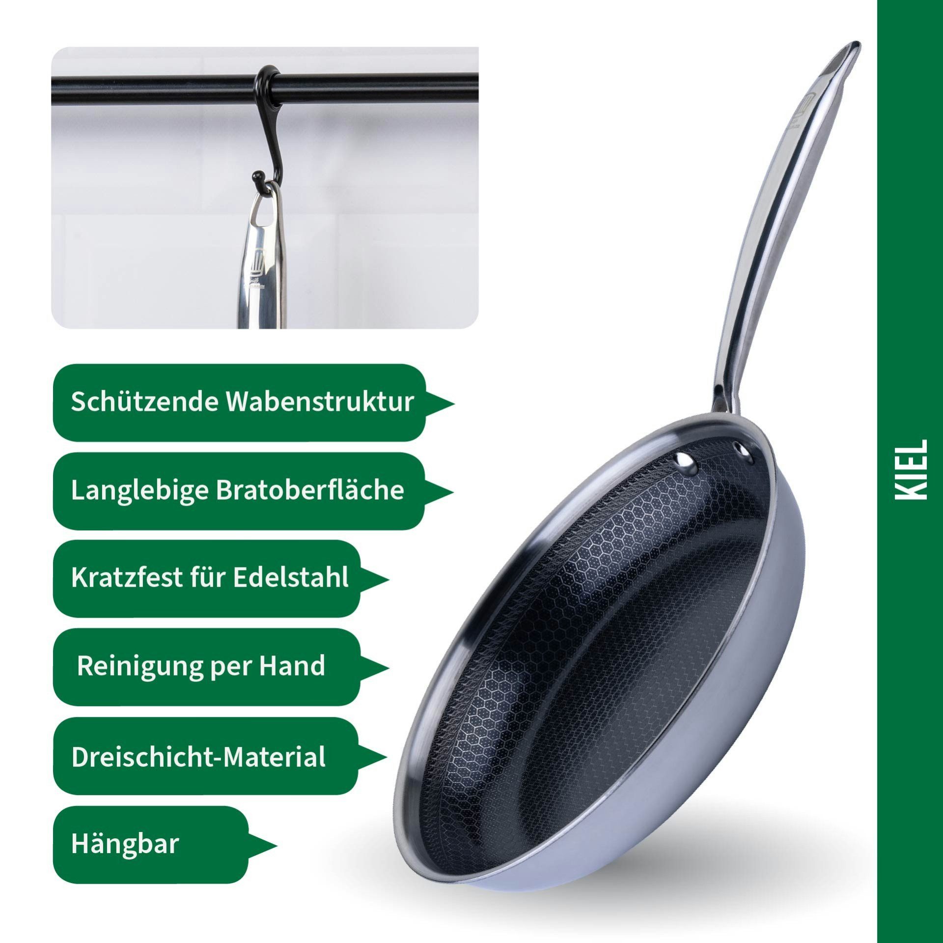 Chefkoch trifft Fackelmann Bratpfanne Tri-Ply, Ø 24 cm, Edelstahl, Induktion/- backofengeeignet – Bild 3 von 5