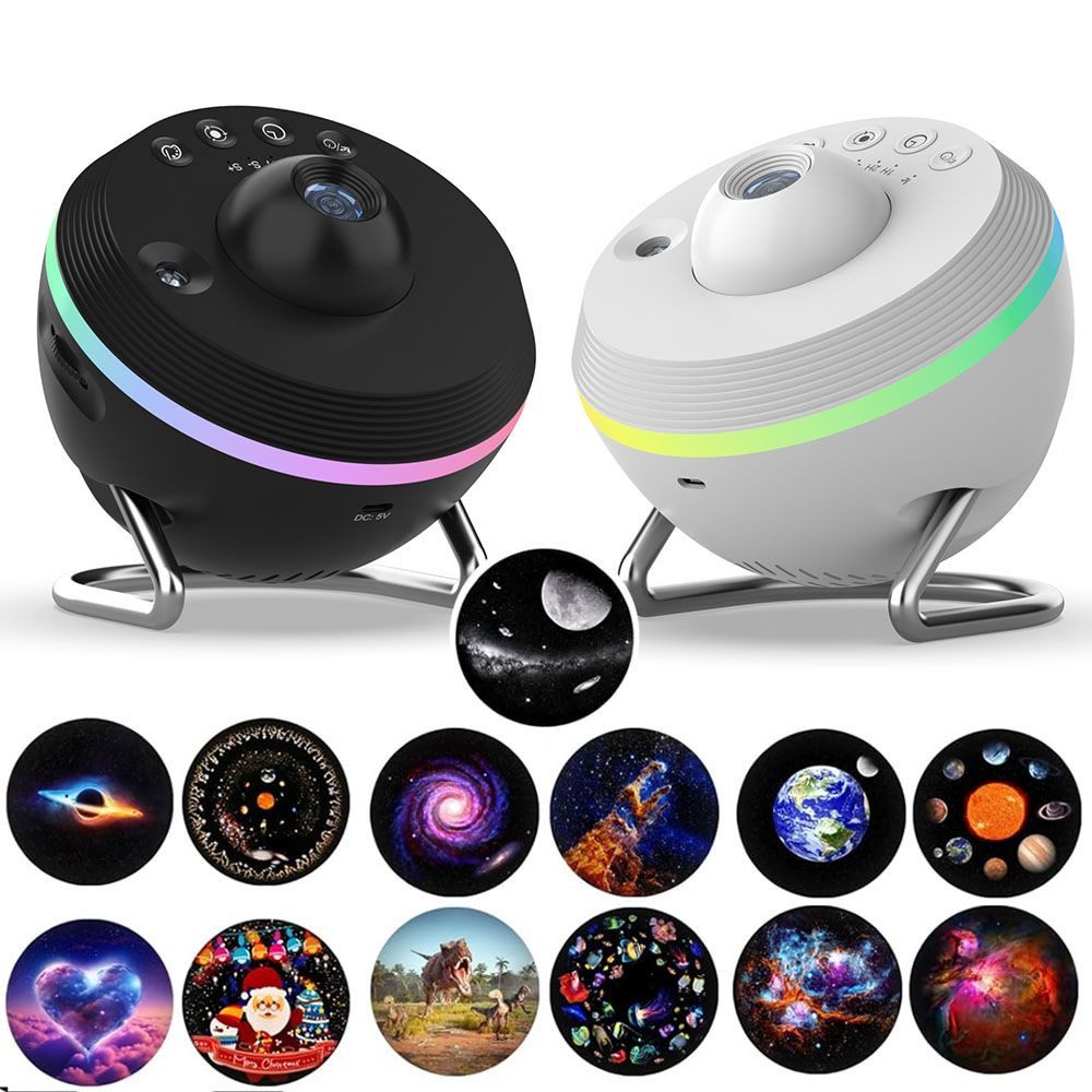 PRIISF LED Nachtlicht 180°verstellbar Sternenhimmel Aurora Star Moon Lichter Projektor Lampe, Projektionslampe mit 13 Blatt Film für Baby Kinder Erwachsen Geschenke