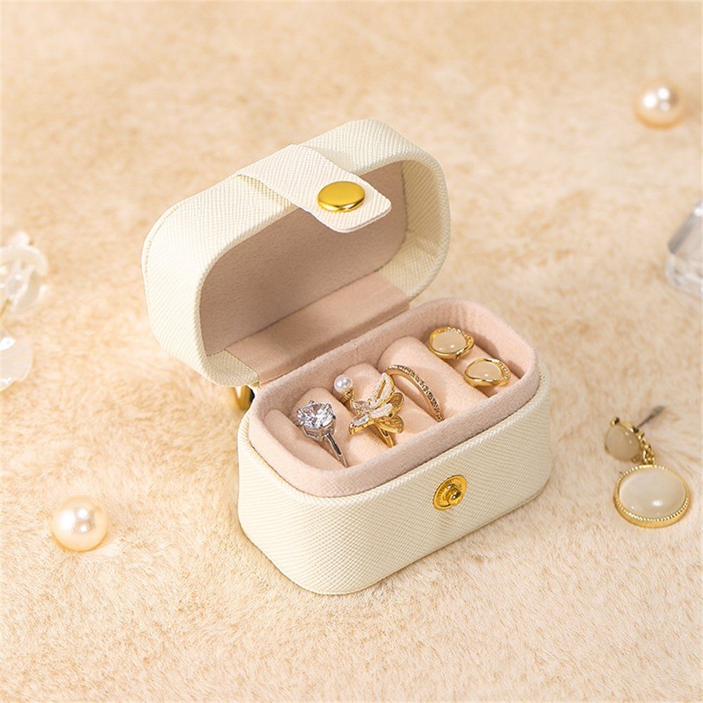 Rouemi Schmuckkasten Mini-Ringbox,tragbare Ohrring-Schmuckschatulle,Ohrring-Schmuckkästchen weiß