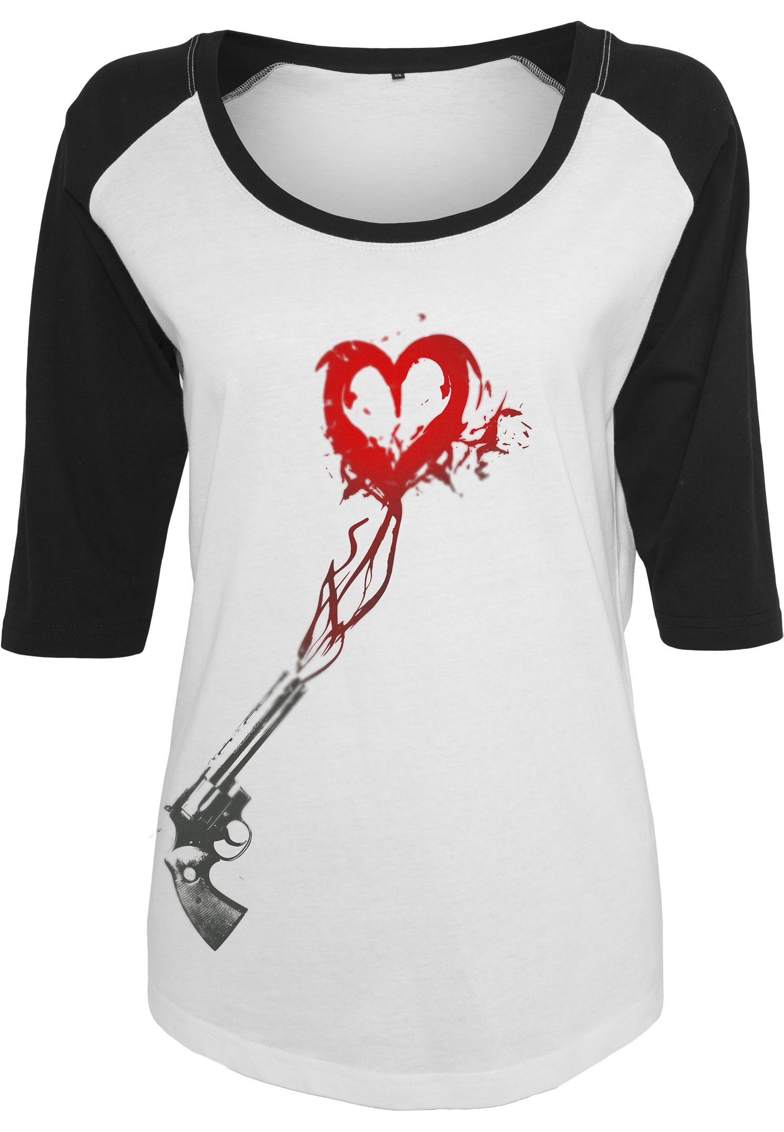 Tee Raglan Pistol Damen Heart (1-tlg) MisterTee Ladies T-Shirt