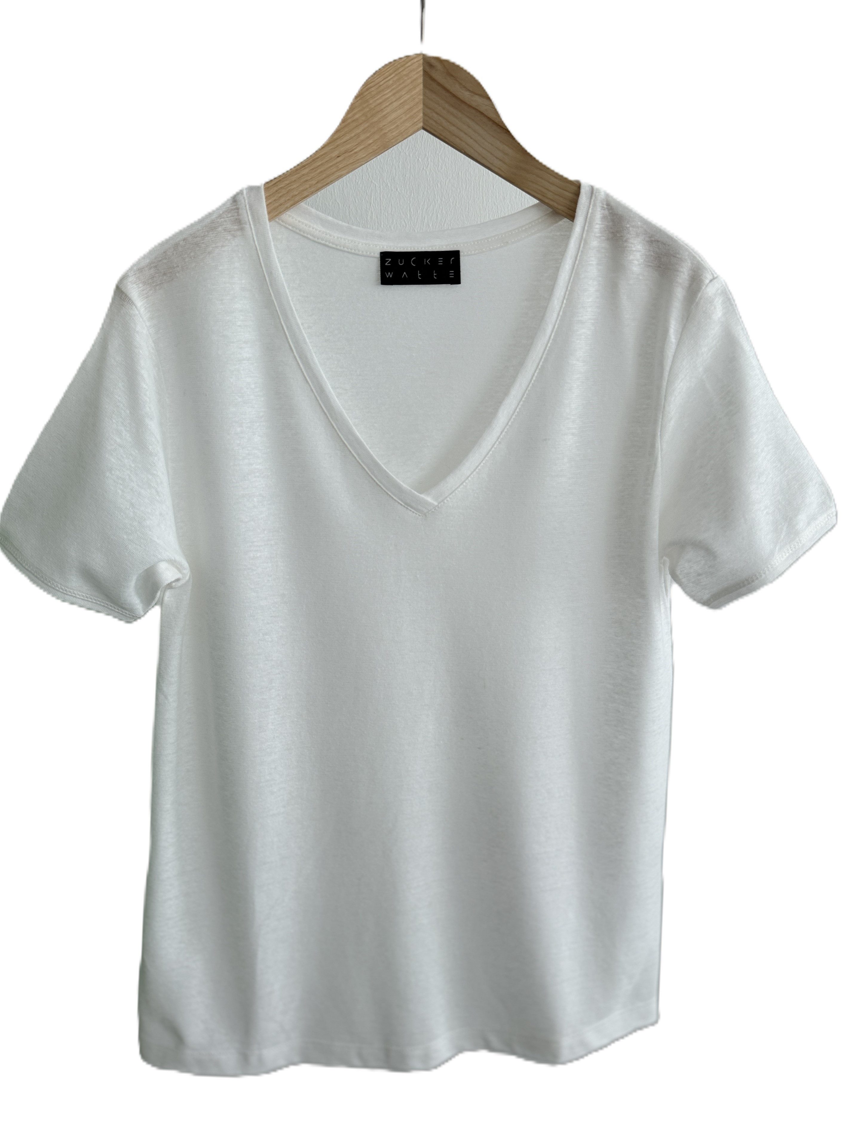 Zuckerwatte V-Shirt aus 100% Leinen, A-Linie günstig online kaufen
