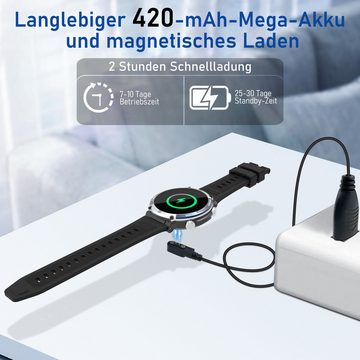 walkbee Smartwatch Fitness Tracker Uhr für Damen Herren mit Telefonfunktion Smartwatch (3.73cm cm/1,52 Zoll extra großem HD-Touchscreen Zoll) Militärische Smartwatch 1'5 Zoll Großer Bildschirm 420mAh Großbatterie, IP68 Wasserdicht Fitness Uhr, Fitness Tracker mit Schrittzähler, mit Kompass,Schlaftracking, Kalorienverbrauch