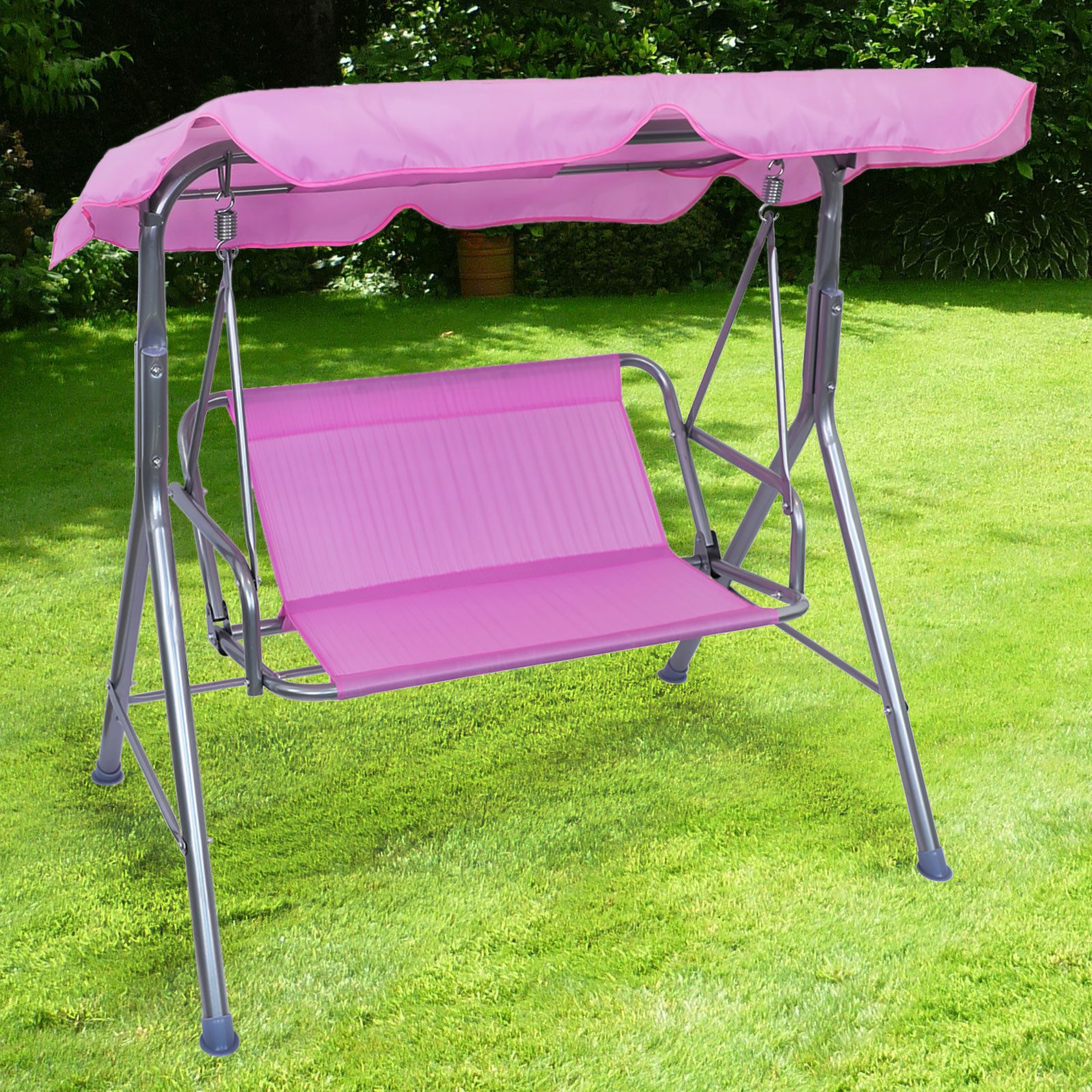 Hollywoodschaukel Kinder Gartenschaukel Outdoor Indoor 2 Sitzer Pink Rosa Silber