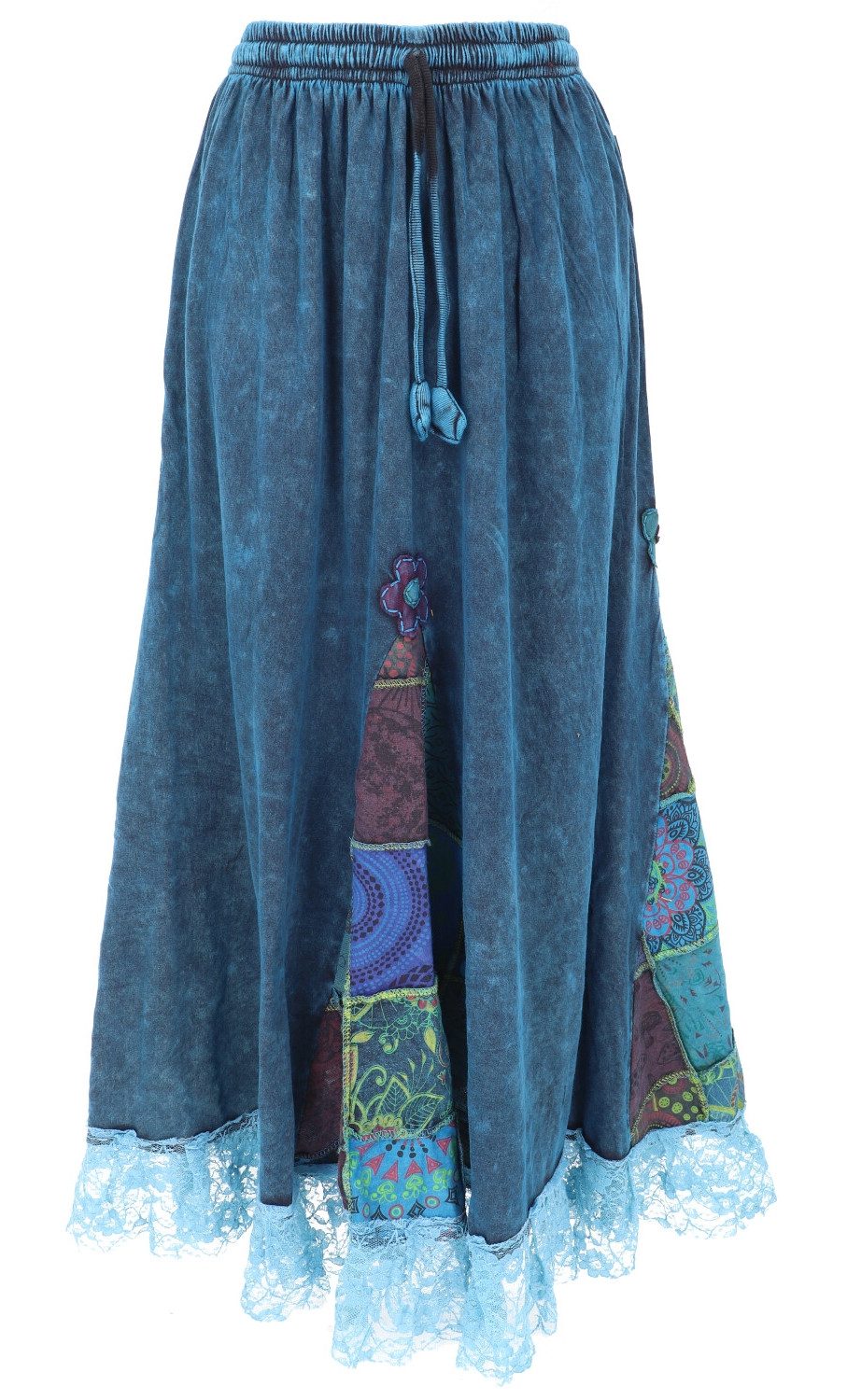 Guru-Shop Minirock Boho Spitzen Maxirock, Patchwork Rock, weiter.. alternative Bekleidung