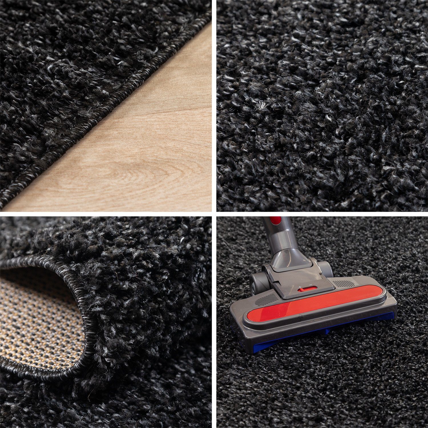 SIMPEX24 Teppich Unicolor - Einfarbig, Läufer, Höhe: 30 mm, Einfarbig Shaggy Teppich Wohnzimmer Langflor Versch. Farben und Größen