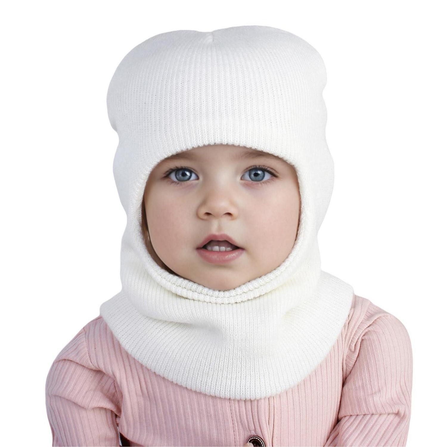 Sturmhaube Schlupfmütze Kinder Baby Wintermütze Winddicht Sturmhaube Weiß
