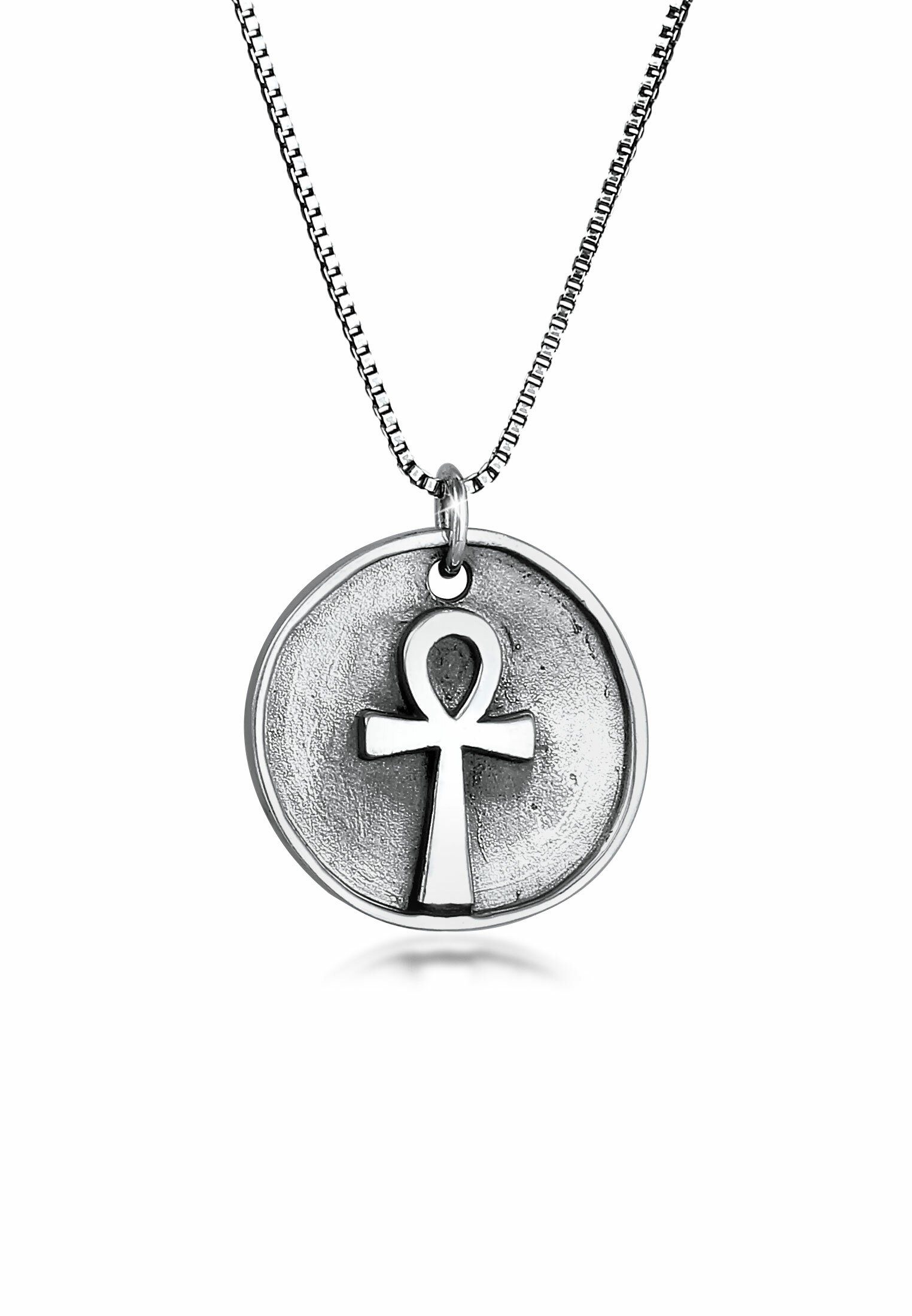 Kette mit Anhänger Herren Antike Münze Ankh Kreuz Henkelkreuz 925 Sterling Silber