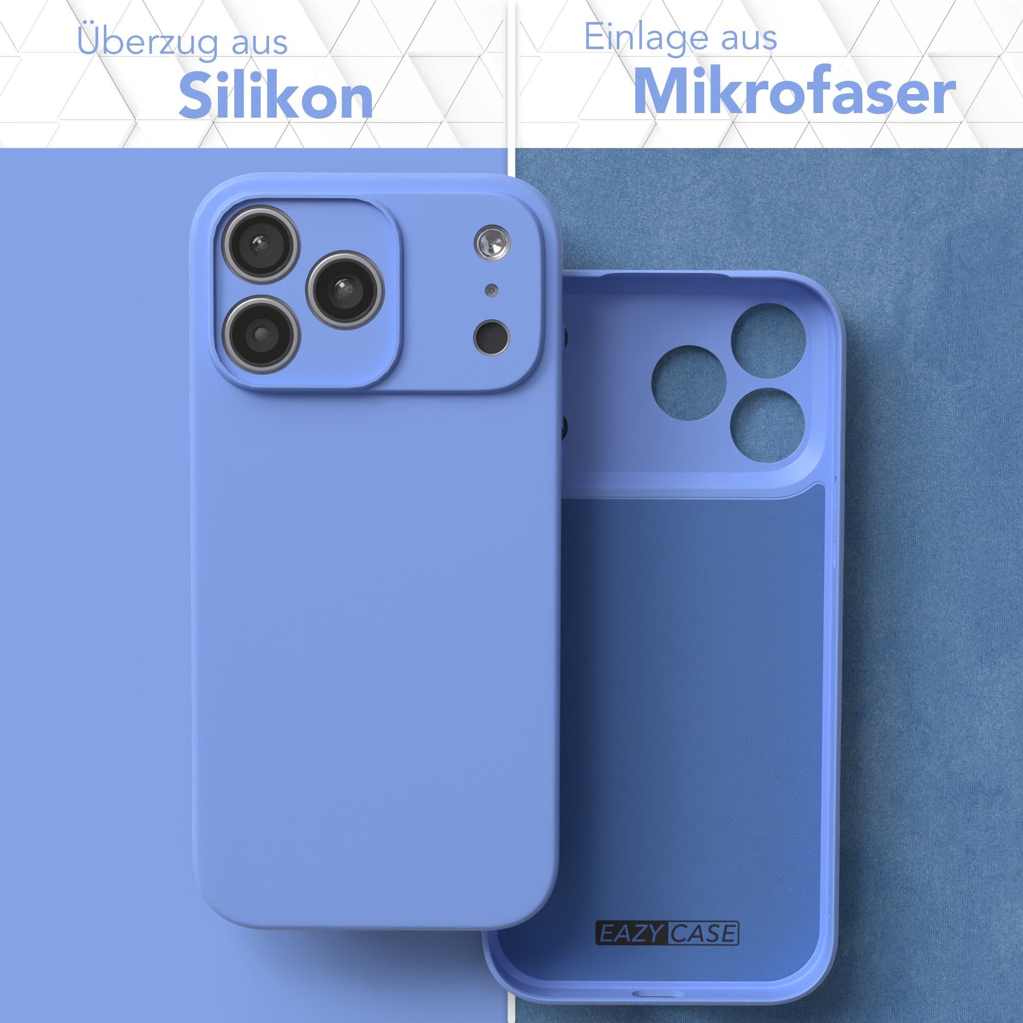 EAZY CASE Handyhülle für Apple iPhone 17 Pro Max Hülle Silikon 6,9 Zoll, Silikon Schutzhülle mit Kameraschutz kratzfest Back Cover Ultramarin