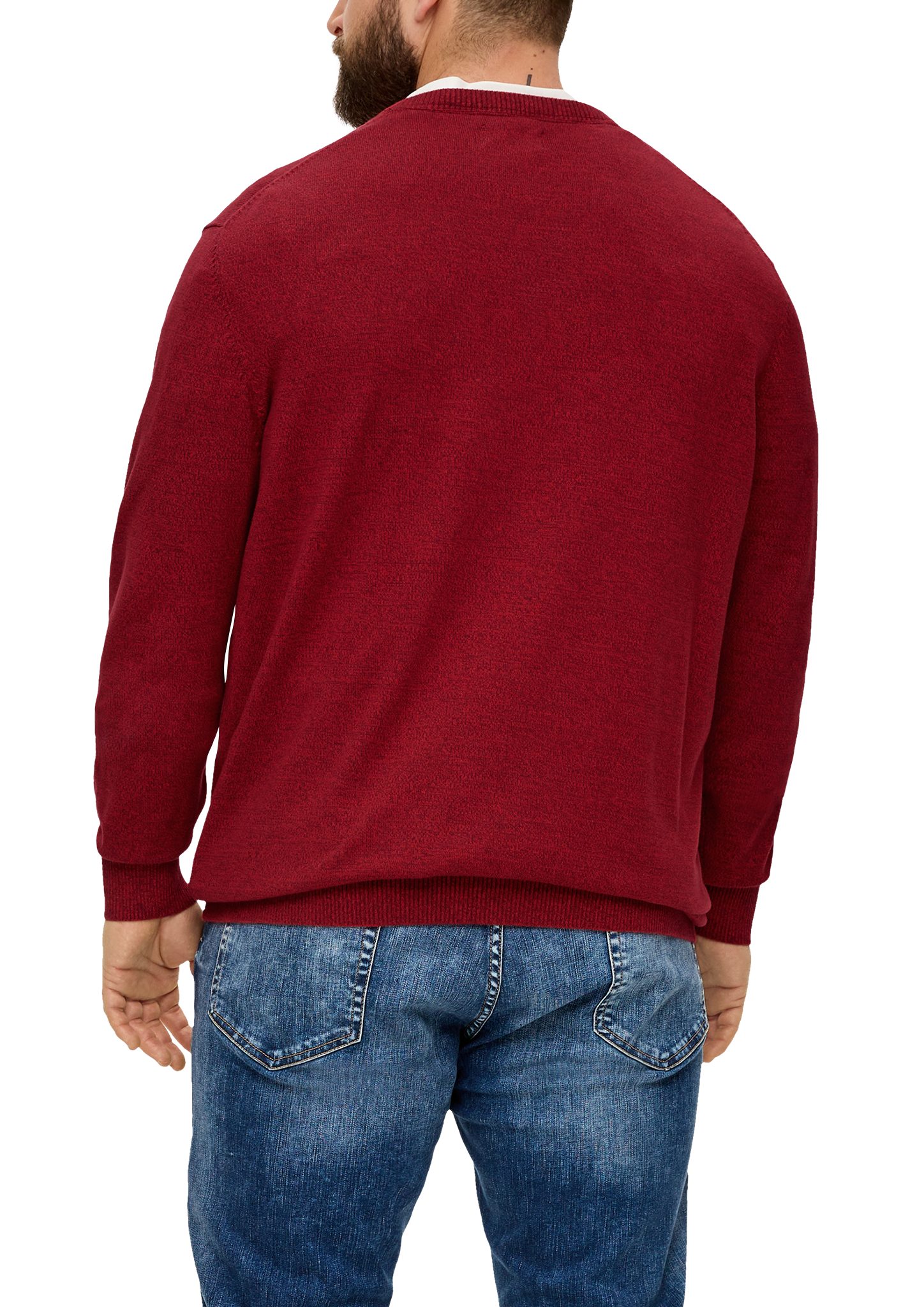 Effektgarn Logo Strickpullover aus bordeaux s.Oliver Strickpullover