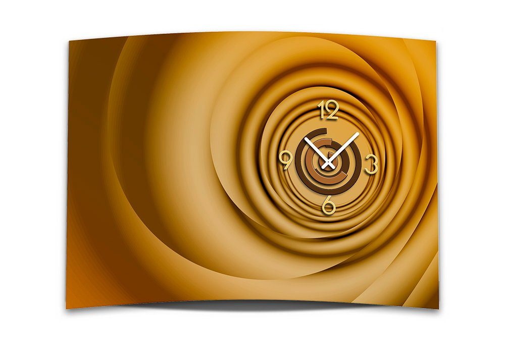 dixtime Wanduhr Wanduhr XXL 3D Optik Dixtime modern orange braun 50x70 cm (Einzigartige 3D-Optik aus 4mm Alu-Dibond)