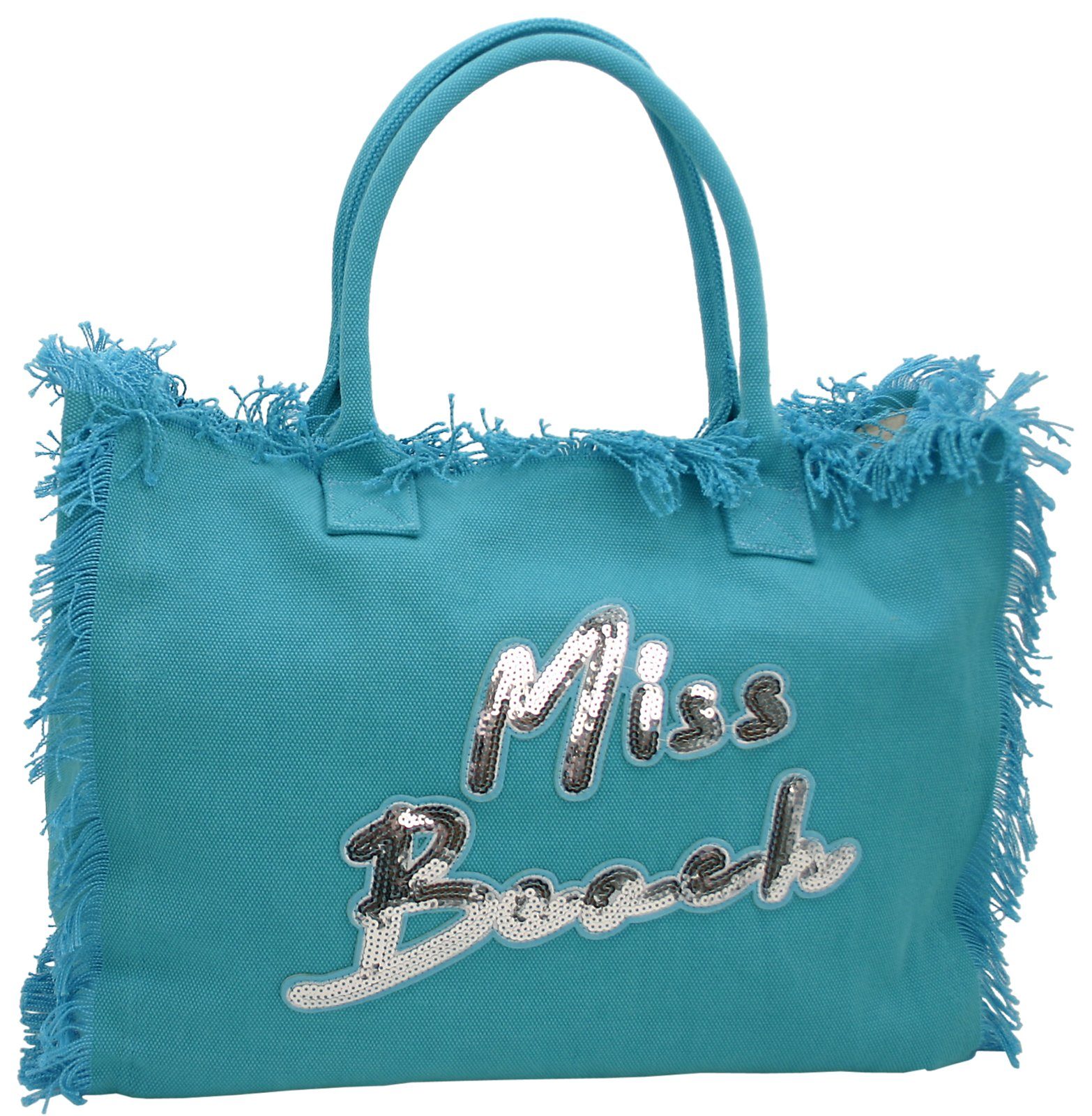 Miss Beach Strandtasche - Badetasche mit Reißverschluss - Shopper aus Canvas - 29 Liter