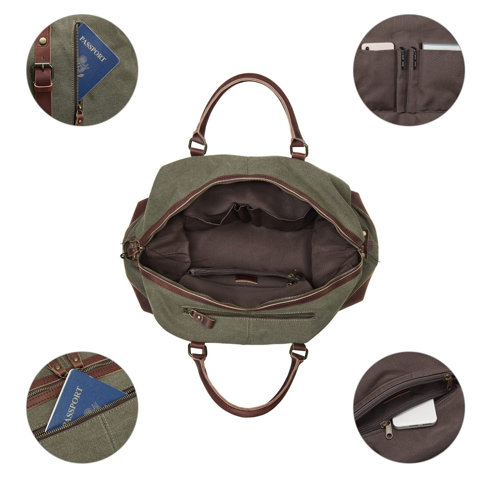 S-ZONE Reisetasche Reisetasche Segeltuch Freizeittasche Weekender Tourbag Gymbag, Große (60 L) Kapazität Reisetasche für den Wochenendausflug für Herren – Bild 4 von 5