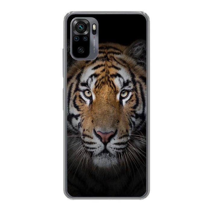 MuchoWow Handyhülle Tiger - Wildtiere - Porträt - Schwarz - Tiere Phone Case Handyhülle Xiaomi Redmi Note 10 Silikon Schutzhülle