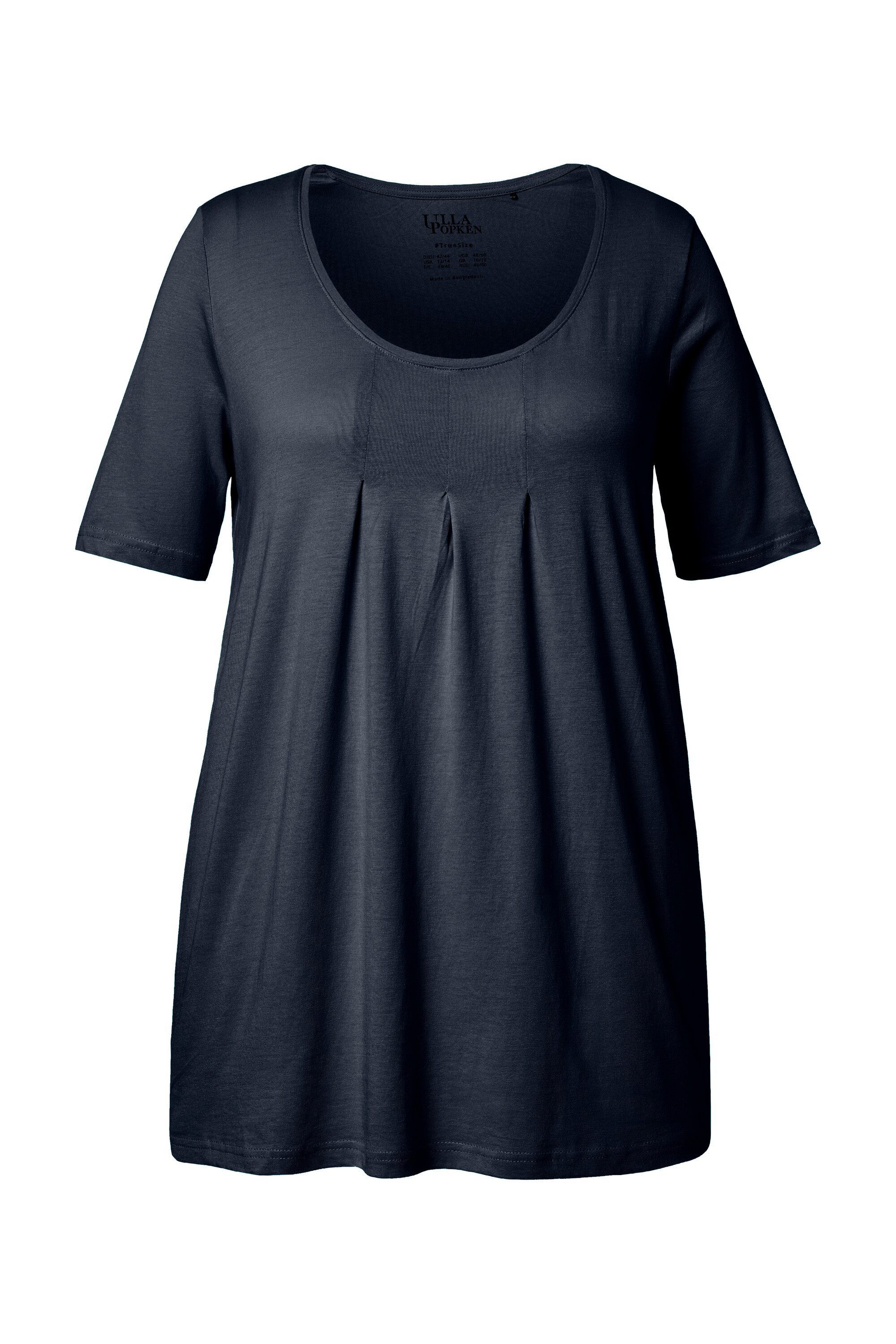 Ulla Popken T-Shirt T-Shirt Zierfalten A-Linie Rundhals Halbarm Modal günstig online kaufen