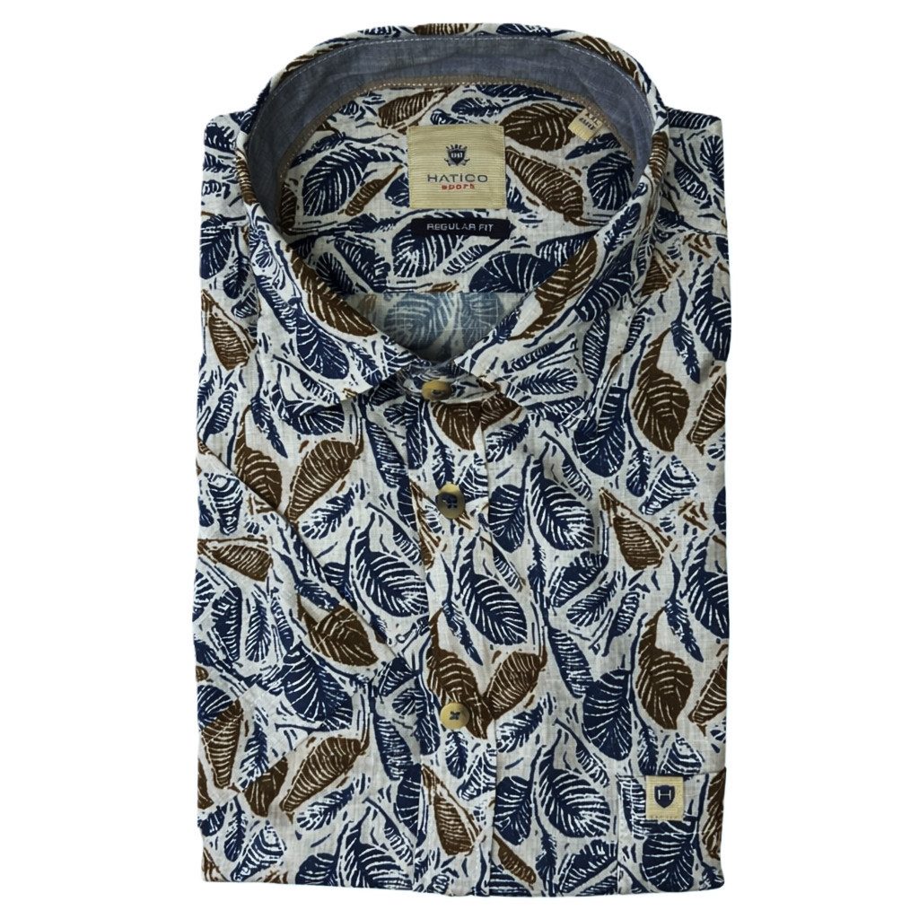 Hatico Kurzarmhemd – Freizeithemd Regular Fit – Bürohemd mit Print – Sp